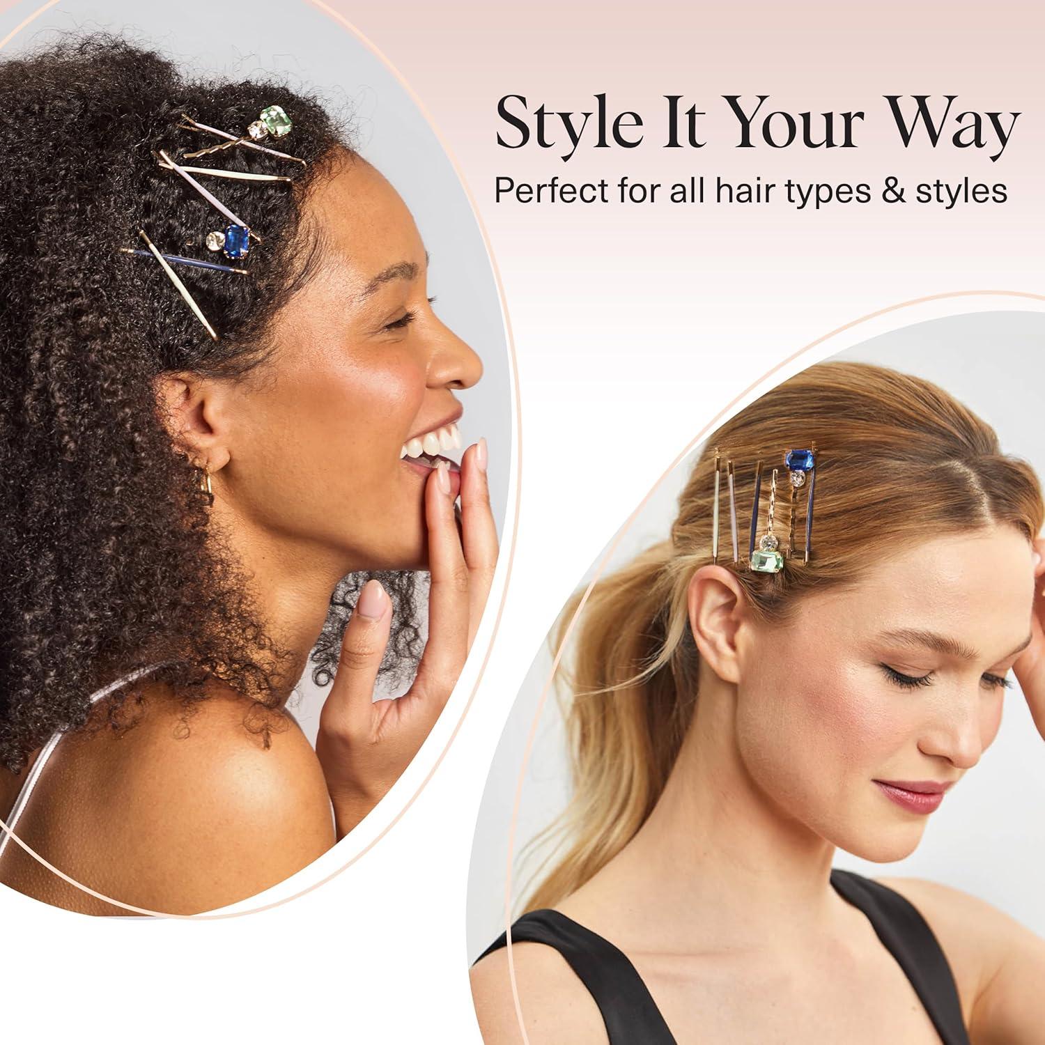 imageKitsch Hair Clips for Women amp Bobby Pins Gold Metal Snap Hair Barrettes Stylish No Slip PainFree Ideal for Everyday Hairstyles Ideal Gifts for Women Sedona 8pc SetGarden Bouquet