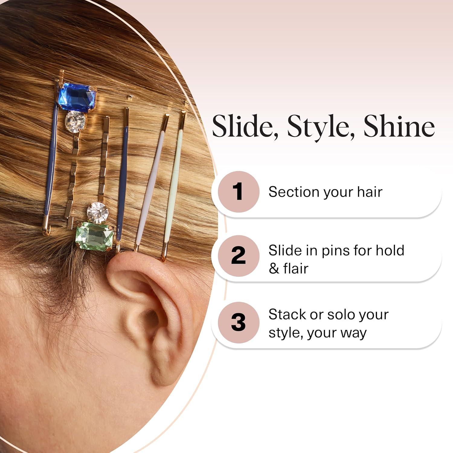 imageKitsch Hair Clips for Women amp Bobby Pins Gold Metal Snap Hair Barrettes Stylish No Slip PainFree Ideal for Everyday Hairstyles Ideal Gifts for Women Sedona 8pc SetGarden Bouquet