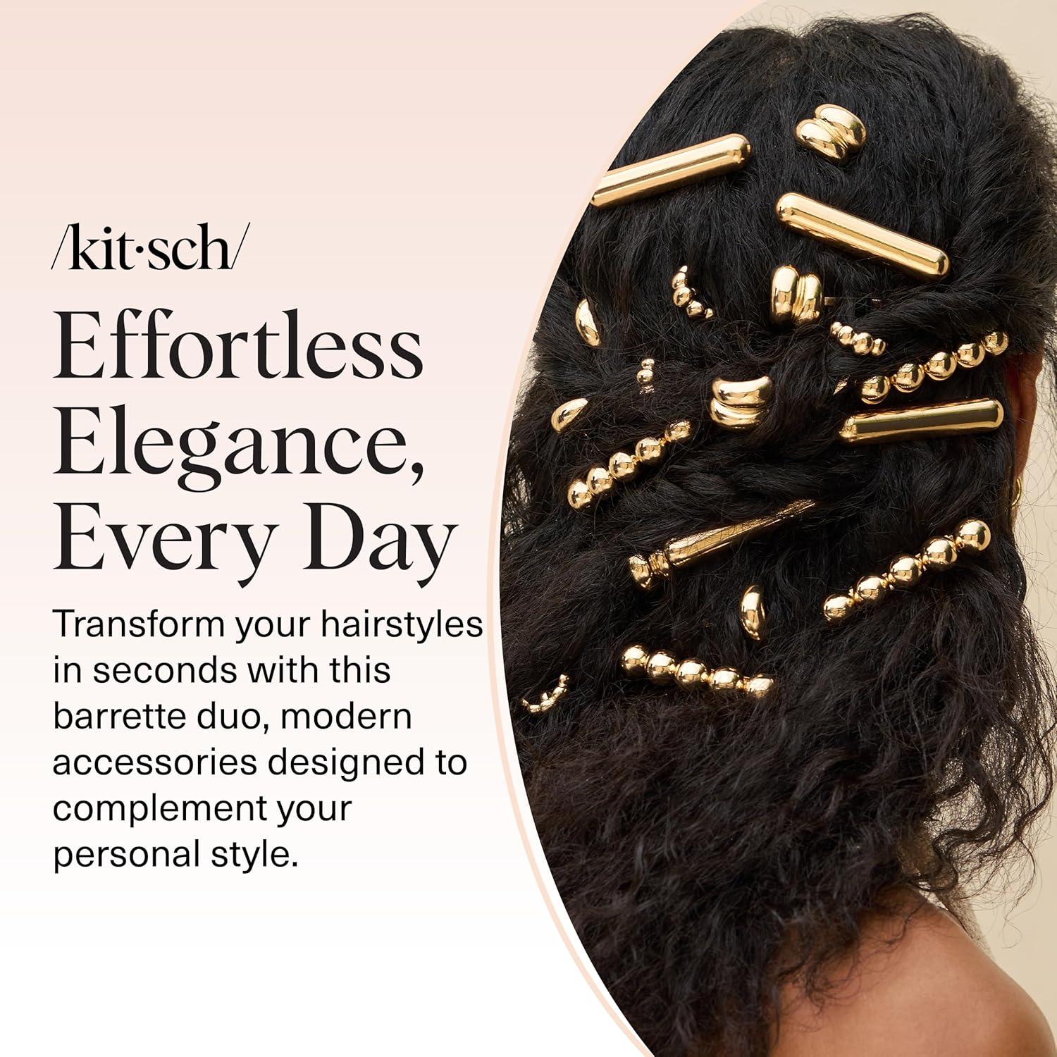 imageKitsch Hair Clips for Women amp Bobby Pins Gold Metal Snap Hair Barrettes Stylish No Slip PainFree Ideal for Everyday Hairstyles Ideal Gifts for Women Sedona 8pc SetGold