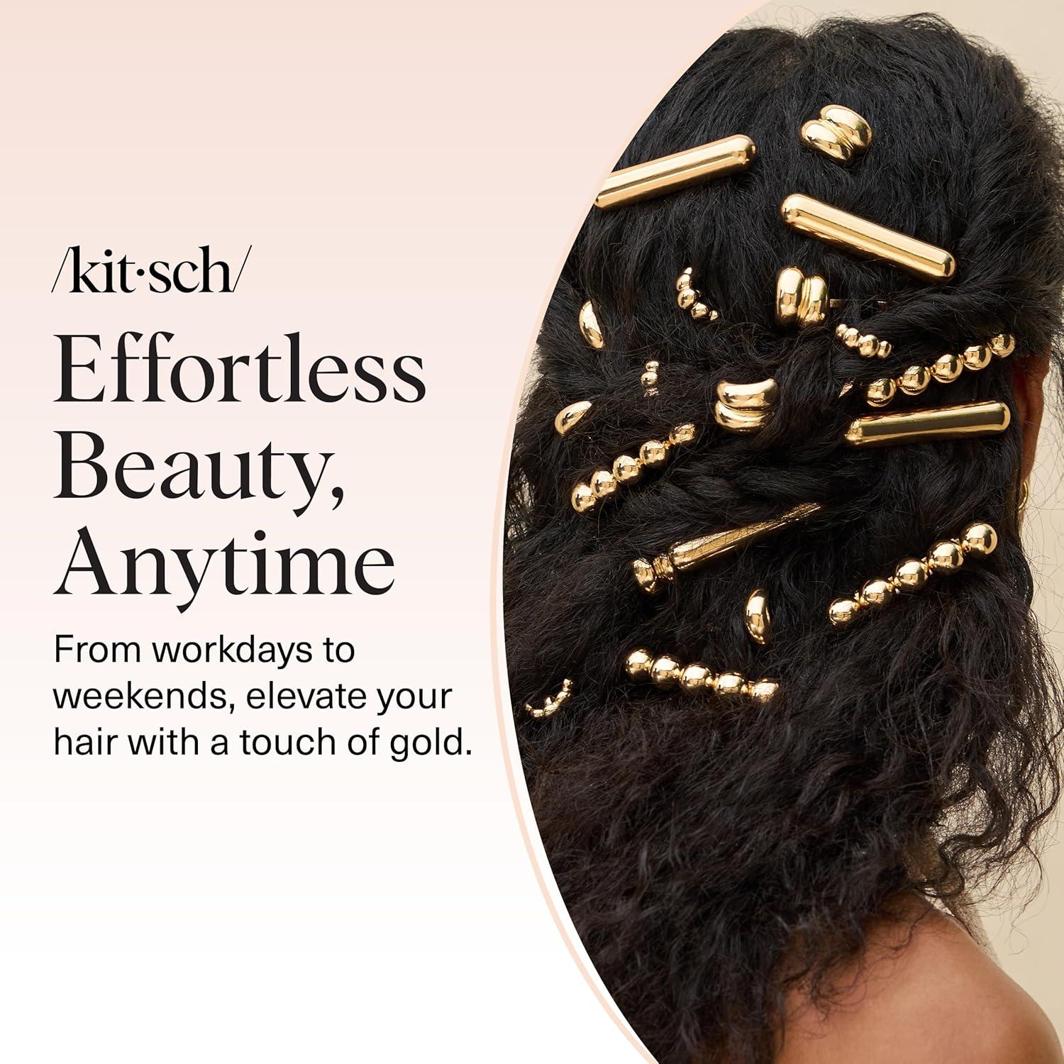 imageKitsch Hair Clips for Women amp Bobby Pins Gold Metal Snap Hair Barrettes Stylish No Slip PainFree Ideal for Everyday Hairstyles Ideal Gifts for Women Sedona 8pc SetGold