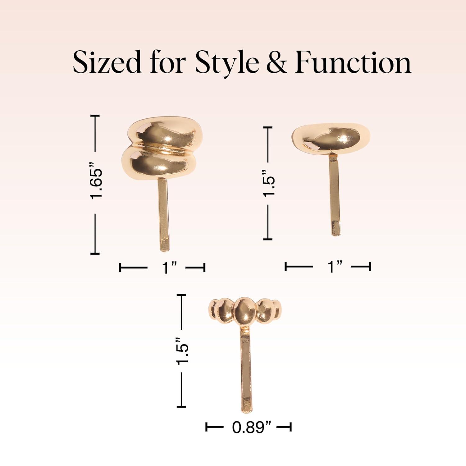 imageKitsch Hair Clips for Women amp Bobby Pins Gold Metal Snap Hair Barrettes Stylish No Slip PainFree Ideal for Everyday Hairstyles Ideal Gifts for Women Sedona 8pc SetGold