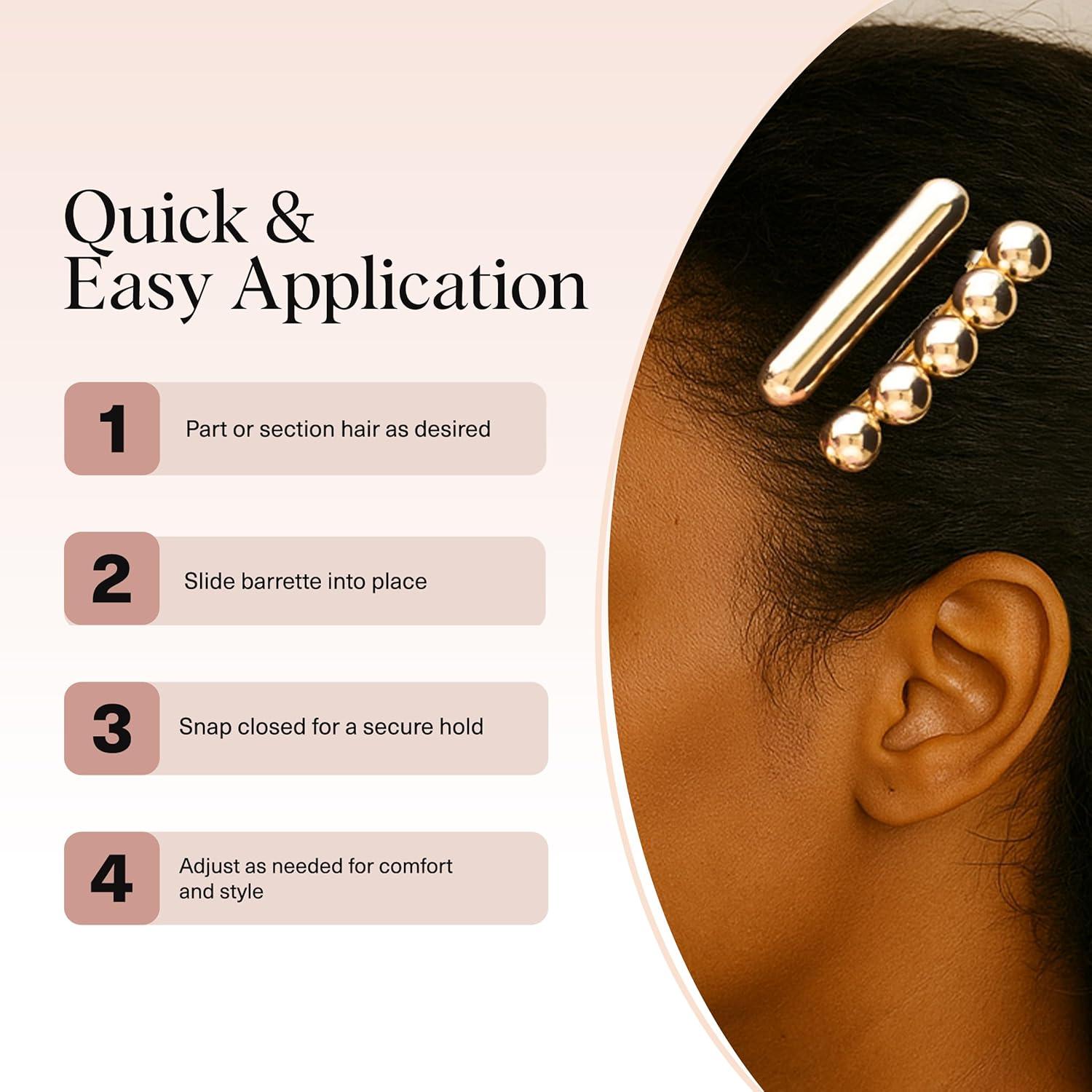 imageKitsch Hair Clips for Women amp Bobby Pins Gold Metal Snap Hair Barrettes Stylish No Slip PainFree Ideal for Everyday Hairstyles Ideal Gifts for Women Sedona 8pc SetGold