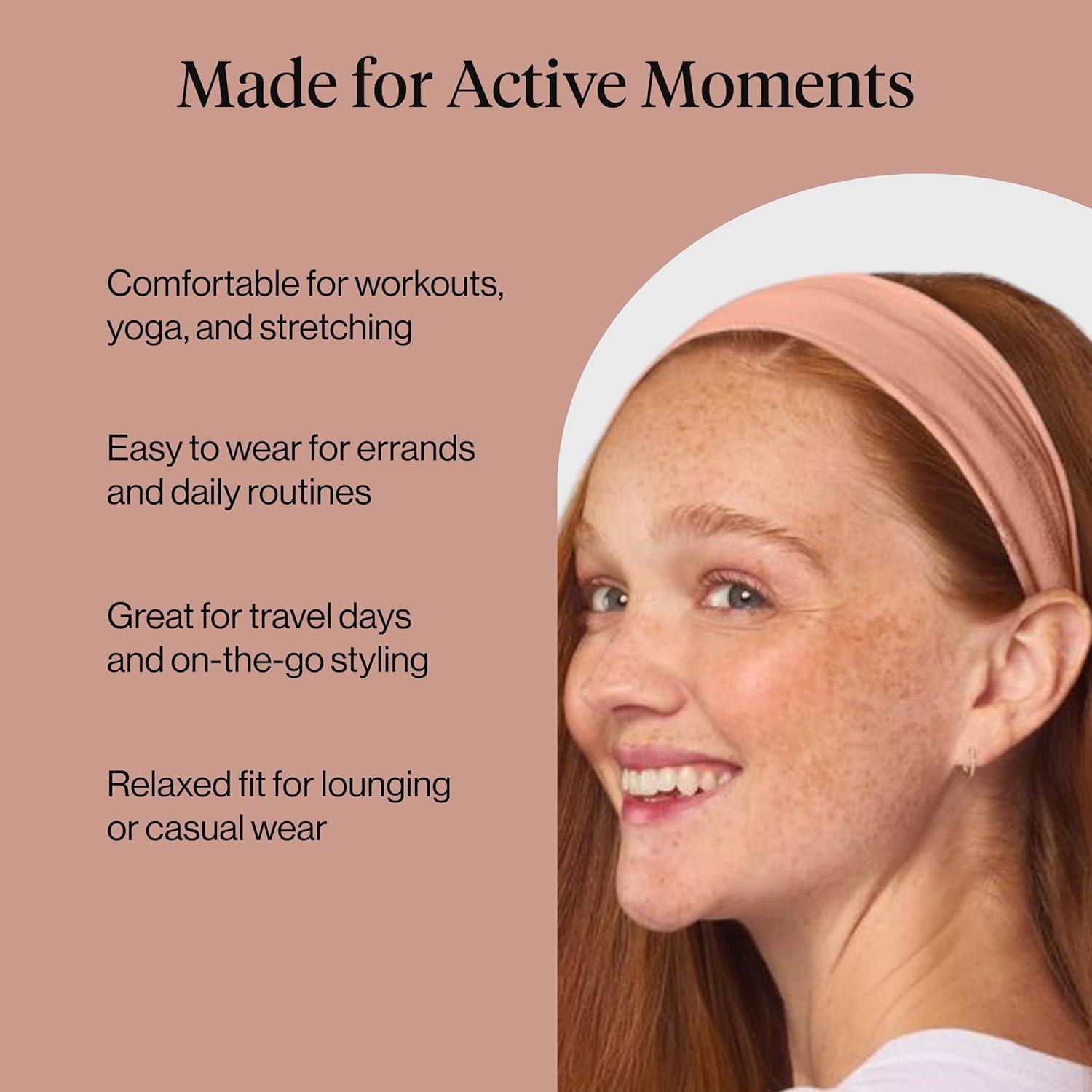 imageKitsch Headbands for Women Non Slip Running Headbands for Girls Ideal for Working Out Yoga Gym or Lounging Stretchy Head Bands Fashion Hair Accessories Rosewood 3pcsRosewood