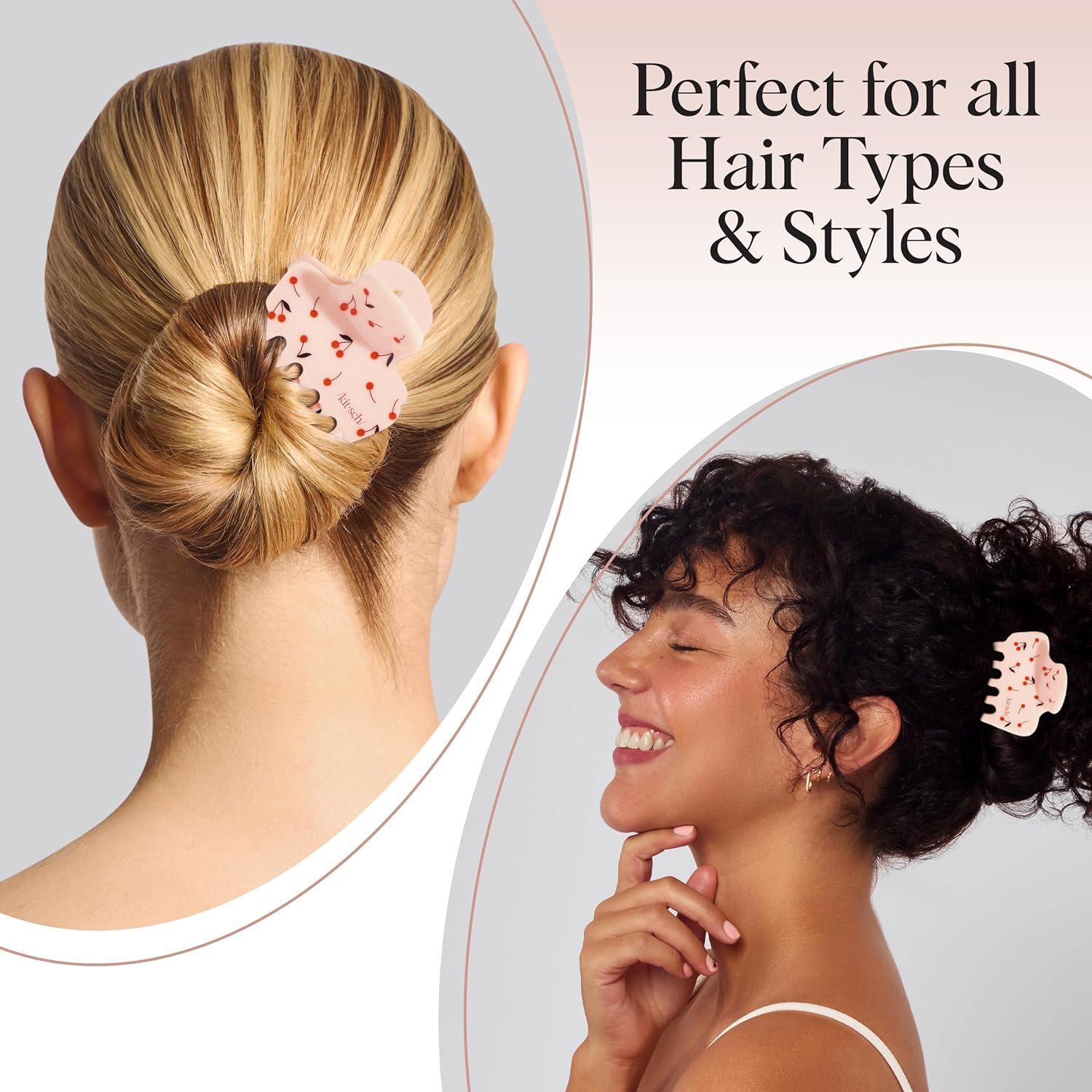 imageKitsch Hello Kitty Recycled Plastic Puffy Medium Hair Clips for Women Medium Claw Clips for Thick amp Thin Hair Ideal Gifts for Women 1 PieceCherry Print