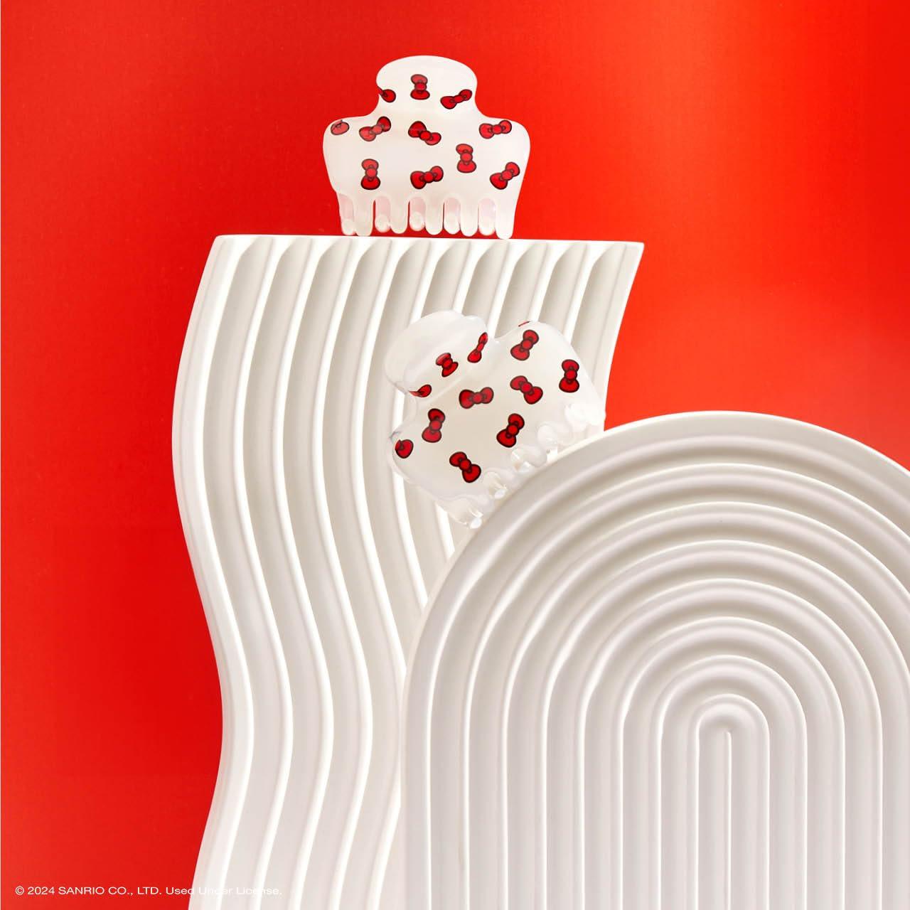 imageKitsch Hello Kitty Recycled Plastic Puffy Medium Hair Clips for Women Medium Claw Clips for Thick amp Thin Hair Ideal Gifts for Women 1 PieceRed Kitty Bows