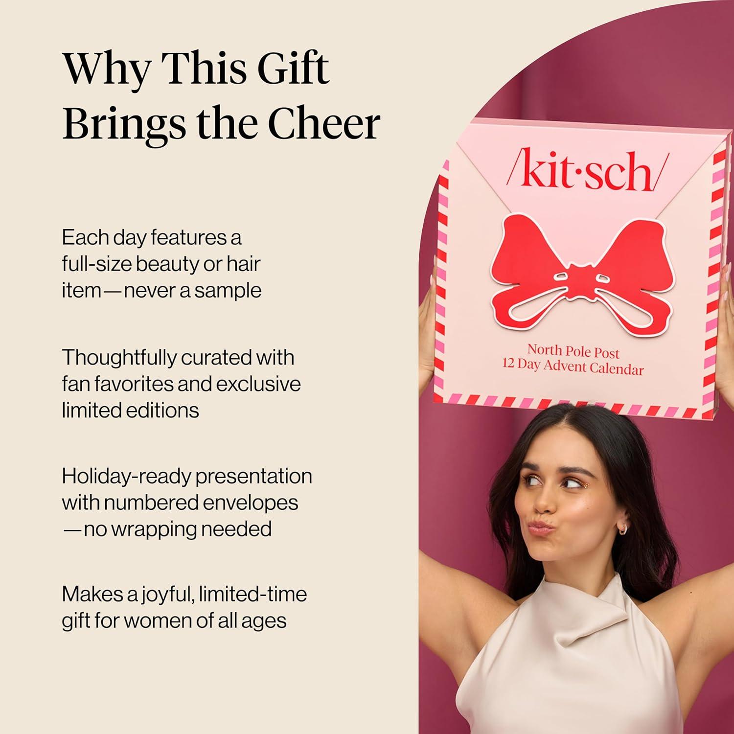 imageKitsch Holiday Advent Calendar Christmas Advent Calendar 2025 with FullSize Hair Accessories amp Beauty Essentials Festive Self Care Gifts for Women Limited Edition Christmas Gifts