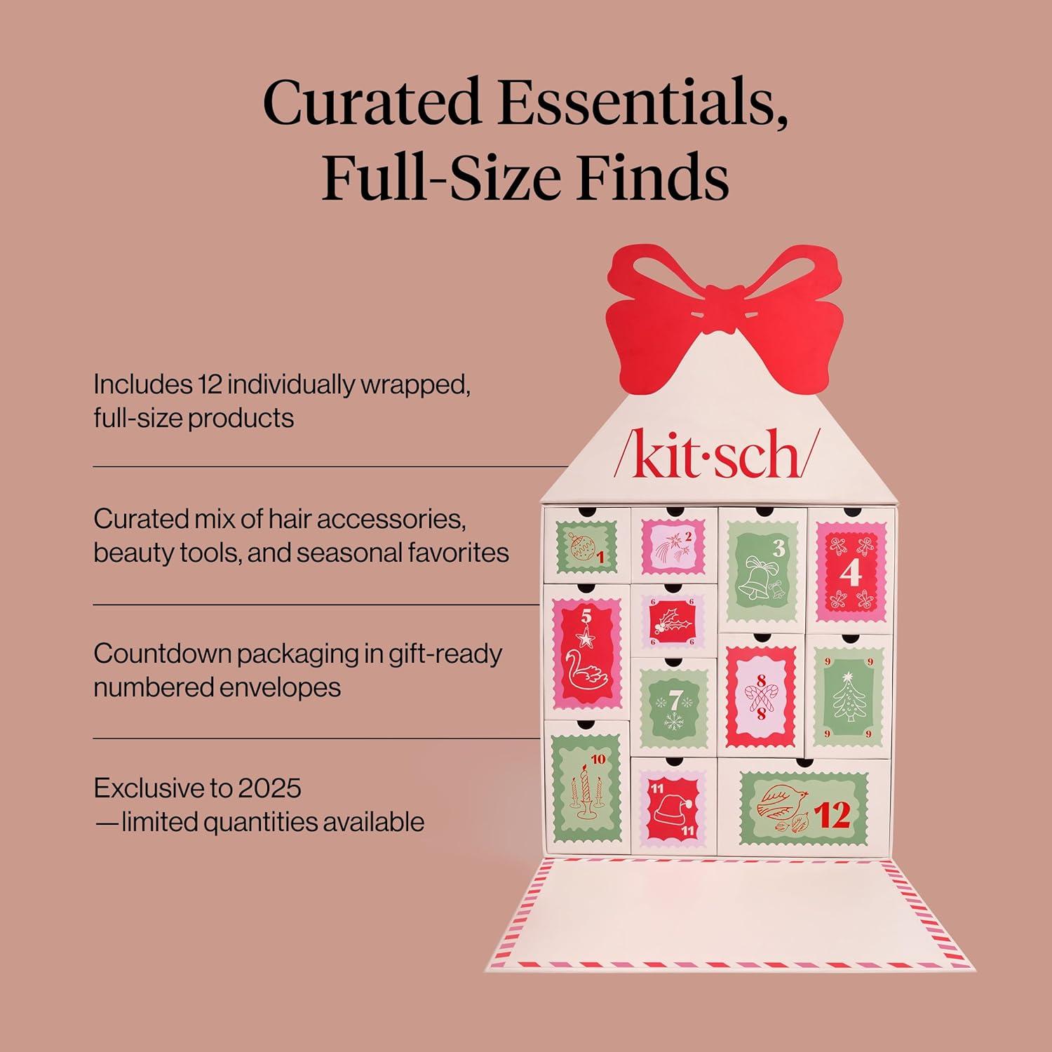 imageKitsch Holiday Advent Calendar Christmas Advent Calendar 2025 with FullSize Hair Accessories amp Beauty Essentials Festive Self Care Gifts for Women Limited Edition Christmas Gifts