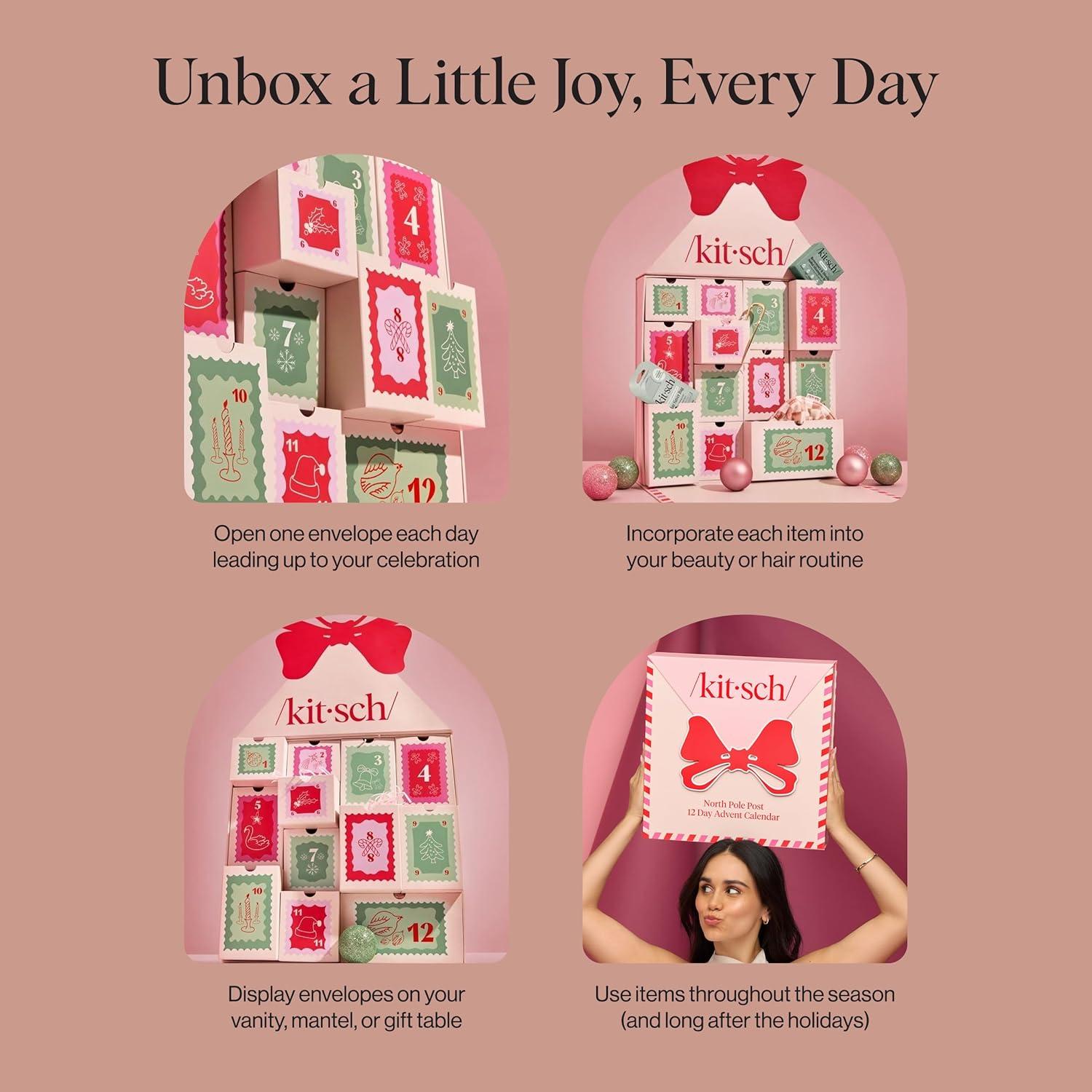 imageKitsch Holiday Advent Calendar Christmas Advent Calendar 2025 with FullSize Hair Accessories amp Beauty Essentials Festive Self Care Gifts for Women Limited Edition Christmas Gifts