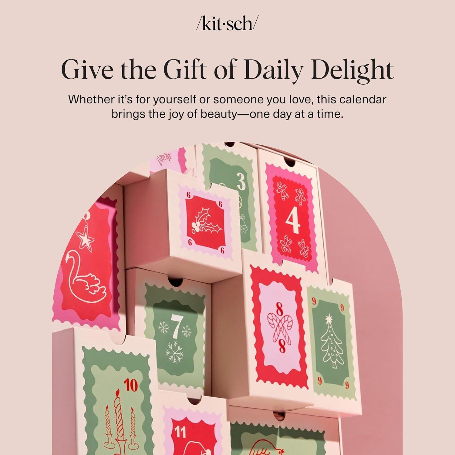 imageKitsch Holiday Advent Calendar Christmas Advent Calendar 2025 with FullSize Hair Accessories amp Beauty Essentials Festive Self Care Gifts for Women Limited Edition Christmas Gifts