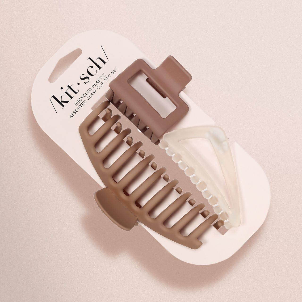 imageKitsch Large Assorted Hair Clips for Women Medium Open Shape Hair Claw Clips for Thick Hair Flat Lay Hair Clip amp Big Octopus Claw Clip for Teen Girls Ideal Gifts for Women 3 pcsNeutral