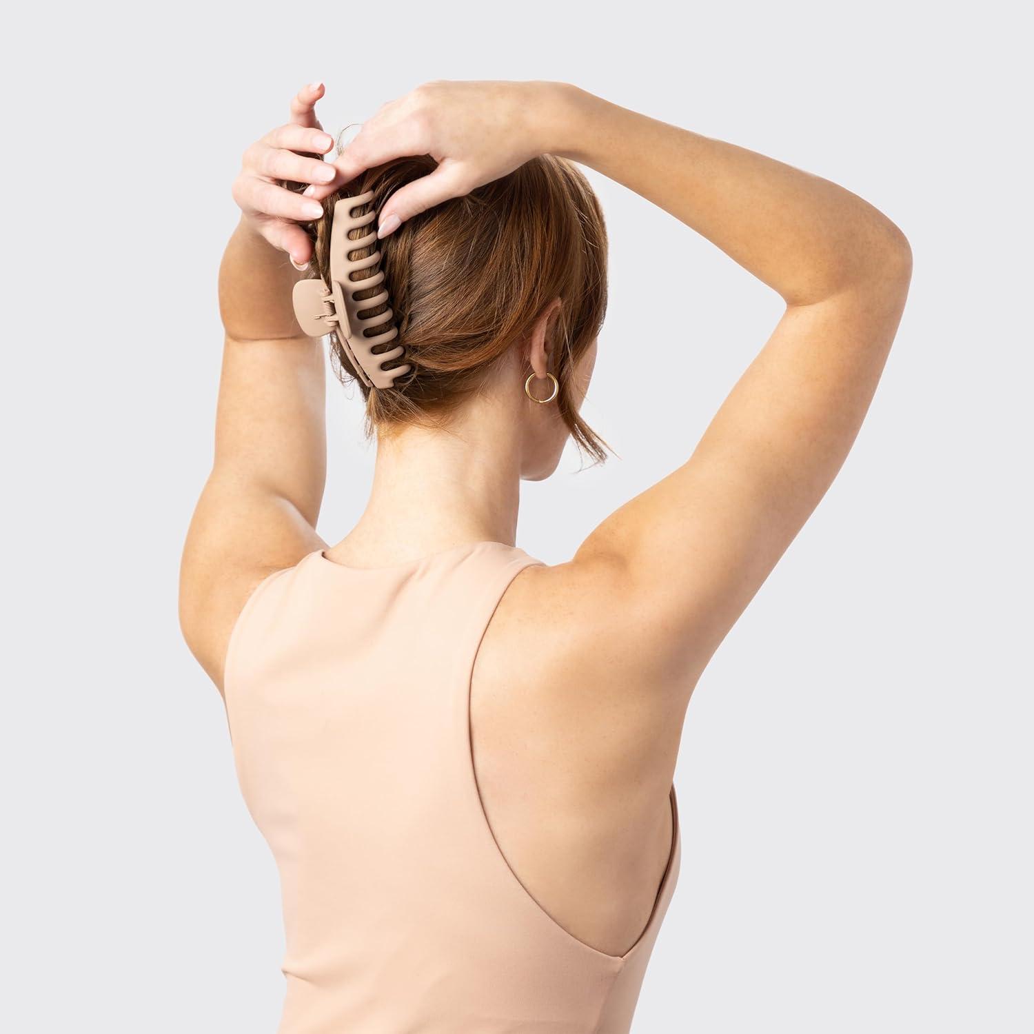 imageKitsch Large Assorted Hair Clips for Women Medium Open Shape Hair Claw Clips for Thick Hair Flat Lay Hair Clip amp Big Octopus Claw Clip for Teen Girls Ideal Gifts for Women 3 pcsNeutral