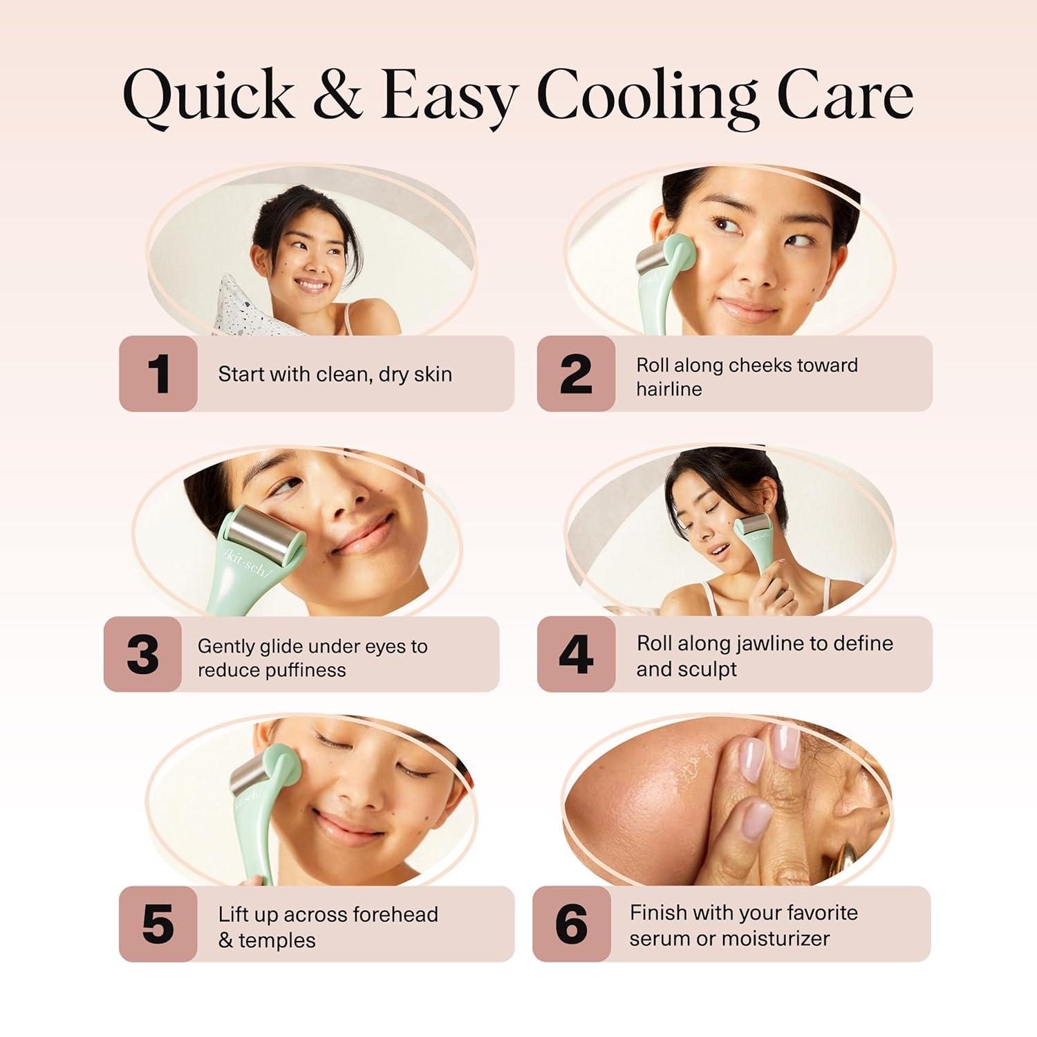 imageKitsch Mini Facial Roller amp Ice Face Roller Skin Care Tool Set for Women Face Massager for Puffy Eyes Cold Therapy Lymphatic Drainage Massager Self Care Gifts for Women amp Men BlushMinty Green