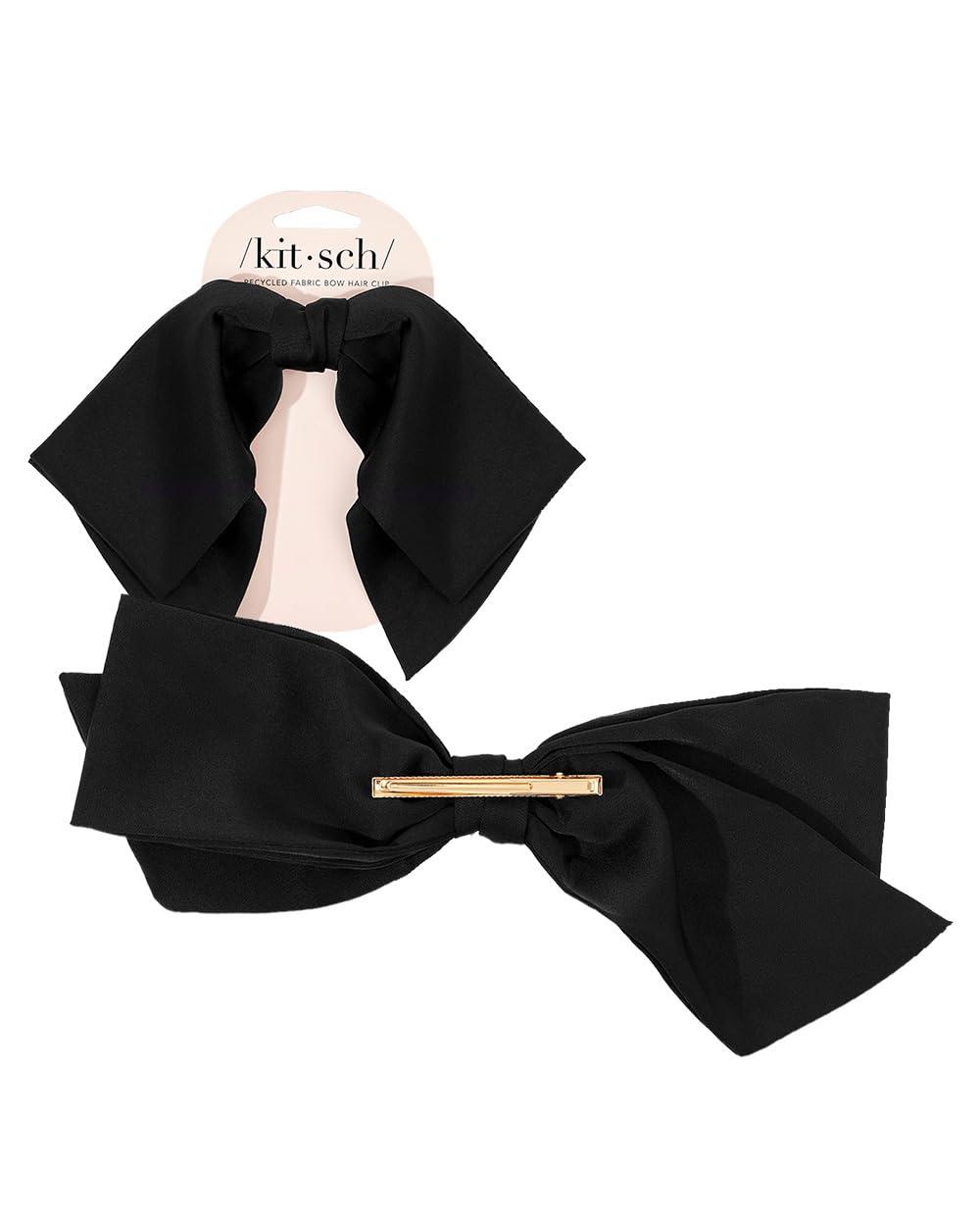 imageKitsch Oversized Hair Bows for Women Recycled Polyester Material Stylish and Elegant Cute Hair Bow Clips Ideal Gifts for Women Rosewood 1pcBlack