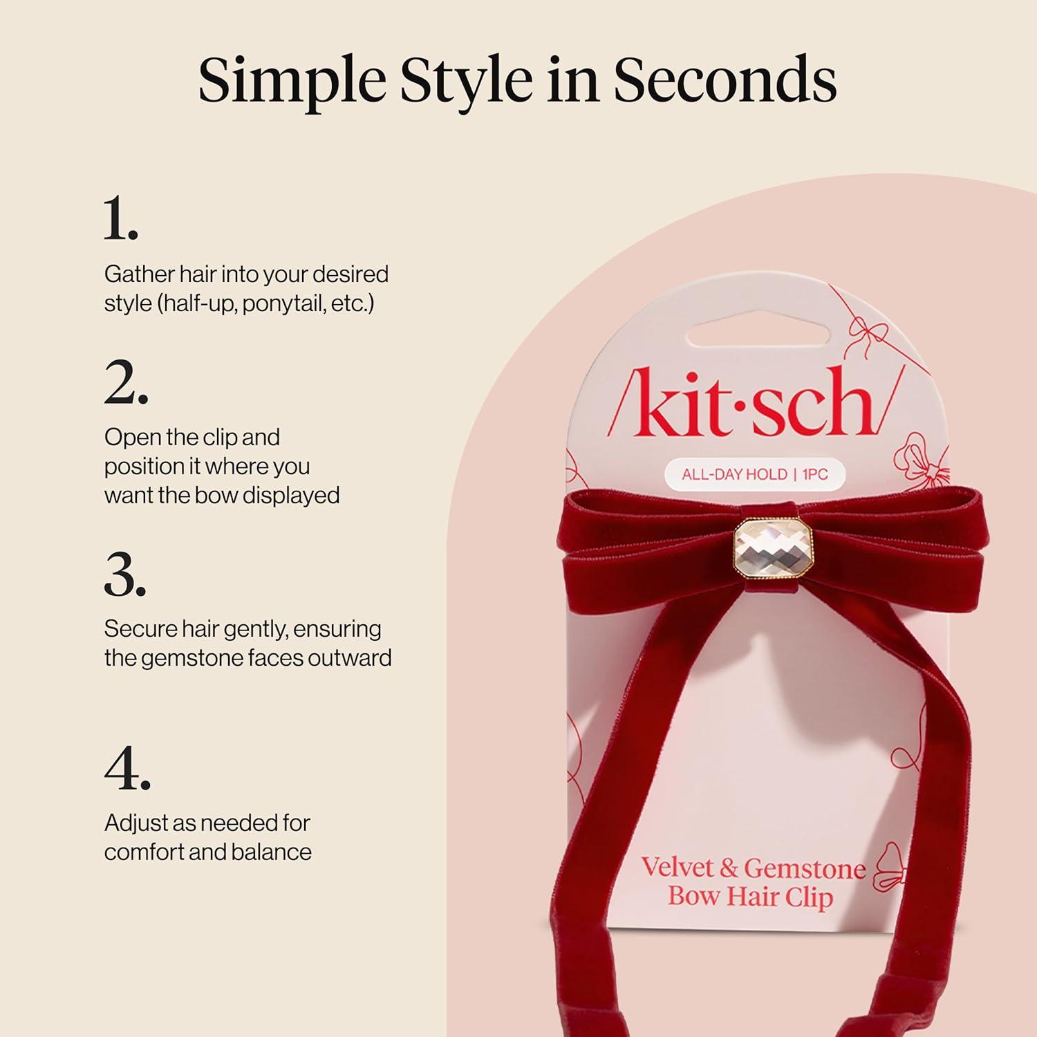 imageKitsch Oversized Hair Bows for Women Recycled Polyester Material Stylish and Elegant Cute Hair Bow Clips Ideal Gifts for Women Rosewood 1pcRed Duckbill