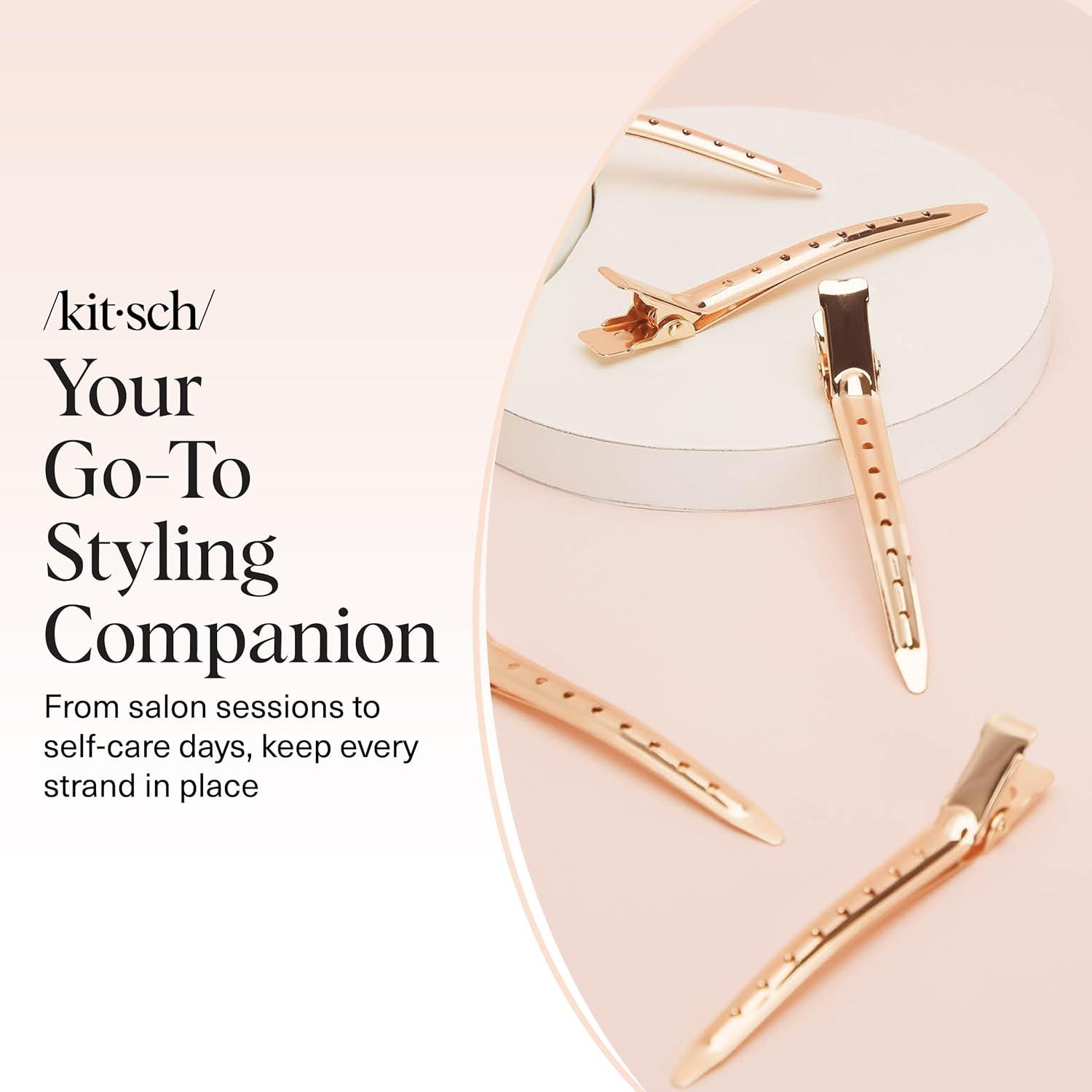 imageKitsch Professional Alligator Clips for Hair Styling 35 Aluminum Hair Sectioning Clips for Salon amp Makeup Application Lightweight for Stylists Ideal Gifts for Women Iridescent 6 PcsRose Gold