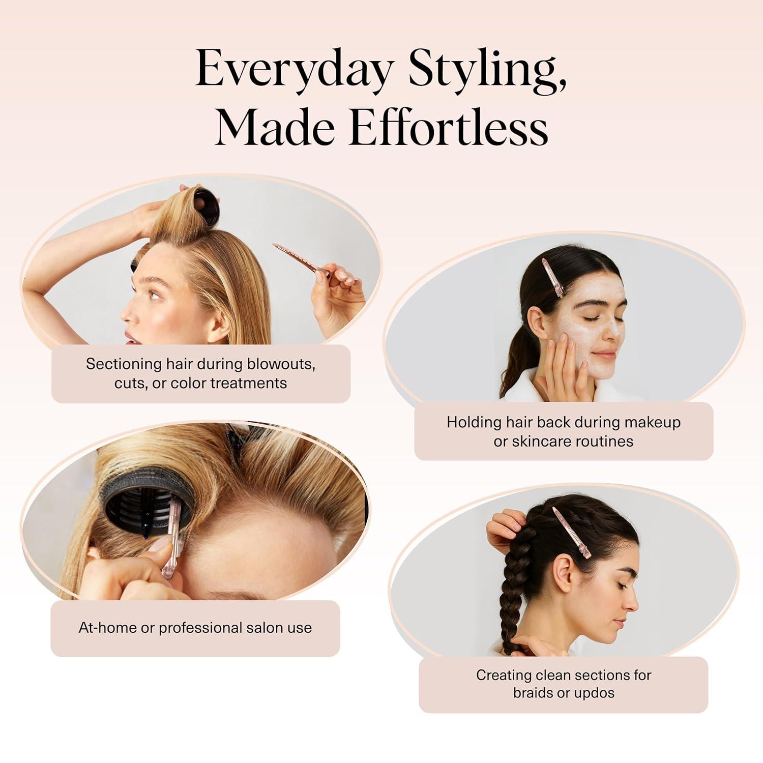 imageKitsch Professional Alligator Clips for Hair Styling 35 Aluminum Hair Sectioning Clips for Salon amp Makeup Application Lightweight for Stylists Ideal Gifts for Women Iridescent 6 PcsRose Gold