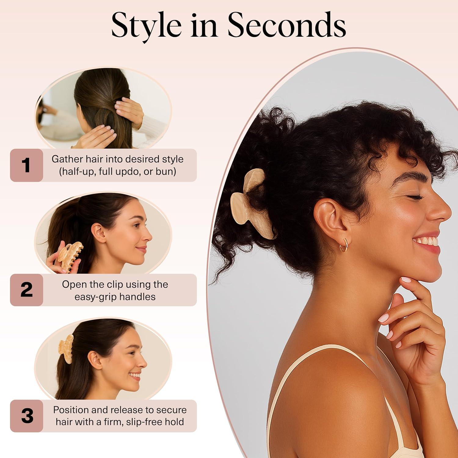 imageKitsch Recycled Plastic Large Claw Clip Big Marble Hair Clips for Women Jaw Clips for Girls Big Claw Clips for Thick Hair Ideal Gifts for Women 1pc BlondeBlonde