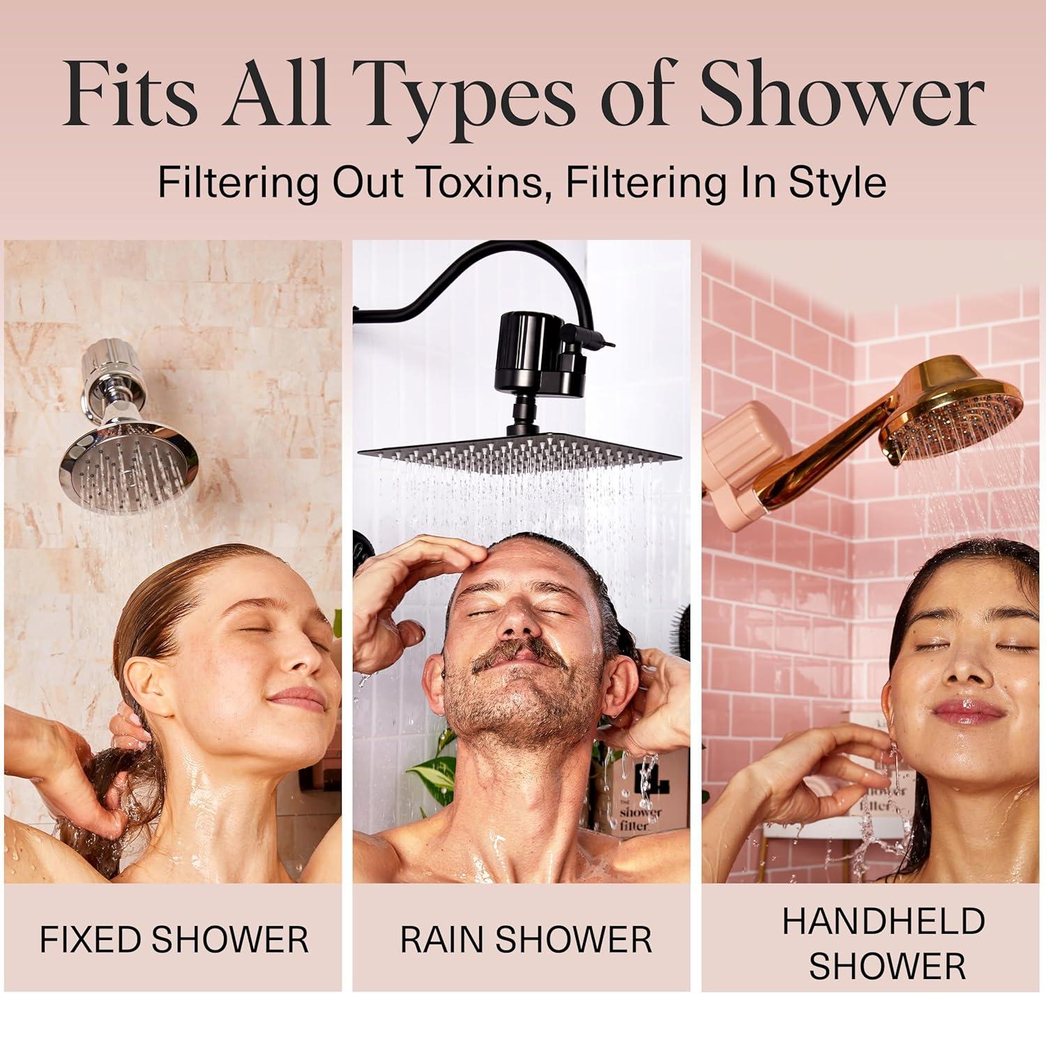 imageKitsch Shower Head Filter for Hard Water Shower Water Filter with KDF55 amp Calcium Sulfite Helps Reduce Chlorine amp Impurities Water Softener Bathroom Accessories for Healthier Hair amp Skin BlackBlack