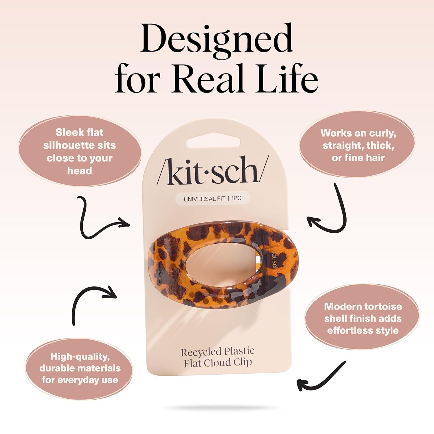 imageKitsch Small Flat Claw Clips for Women Stylish Flat Hair Clips Strong Hold for Thick amp Fine Hair NonSlip for Secure Comfortable AllDay Wear Ideal Gifts for Women Tortoise DesignTortoise Design