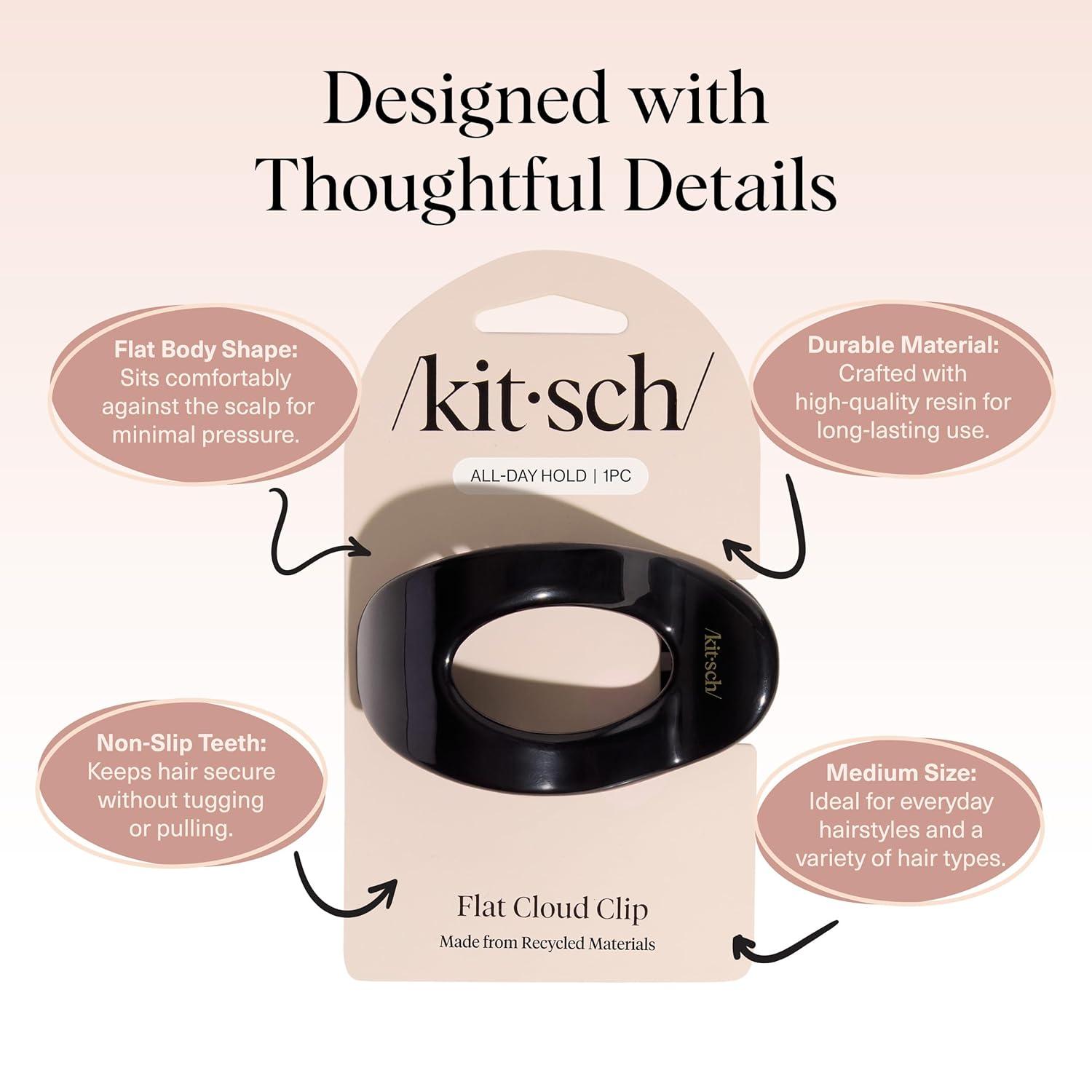 imageKitsch Small Flat Claw Clips for Women Stylish Flat Hair Clips Strong Hold for Thick amp Fine Hair NonSlip for Secure Comfortable AllDay Wear Ideal Gifts for Women Tortoise DesignBlack