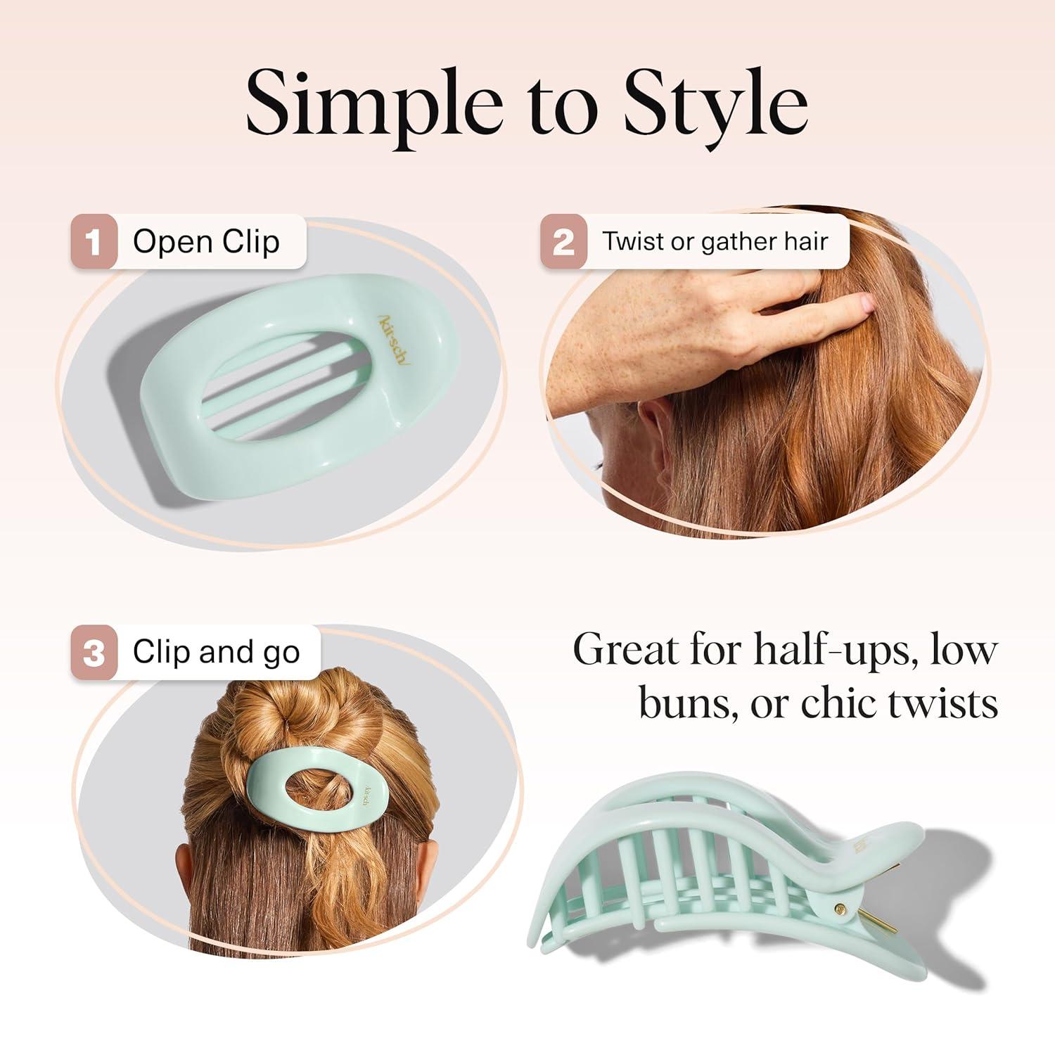 imageKitsch Small Flat Claw Clips for Women Stylish Flat Hair Clips Strong Hold for Thick amp Fine Hair NonSlip for Secure Comfortable AllDay Wear Ideal Gifts for Women Tortoise DesignSage Leaf