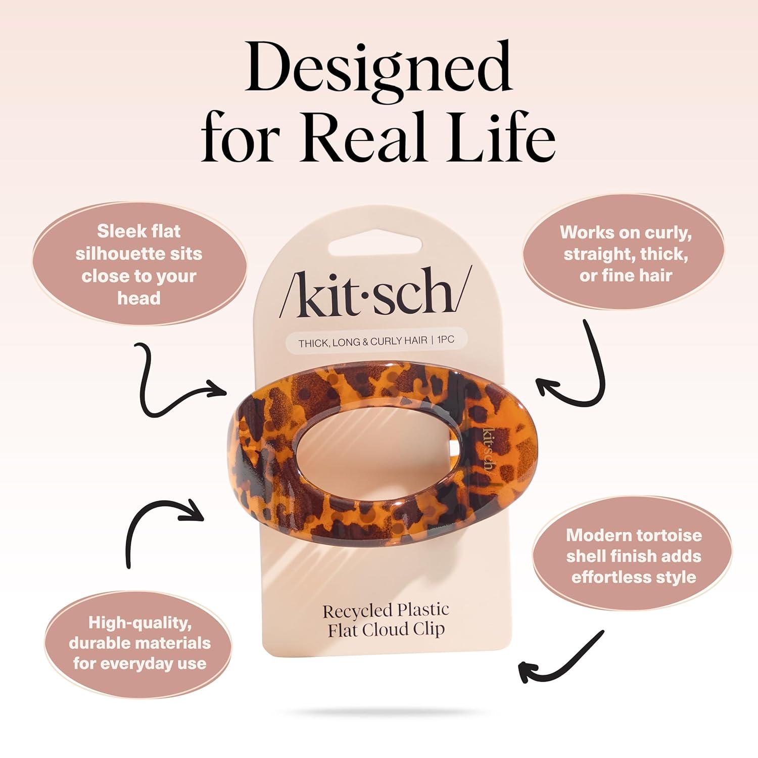 imageKitsch Small Flat Claw Clips for Women Stylish Flat Hair Clips Strong Hold for Thick amp Fine Hair NonSlip for Secure Comfortable AllDay Wear Ideal Gifts for Women Tortoise DesignTortoise Design