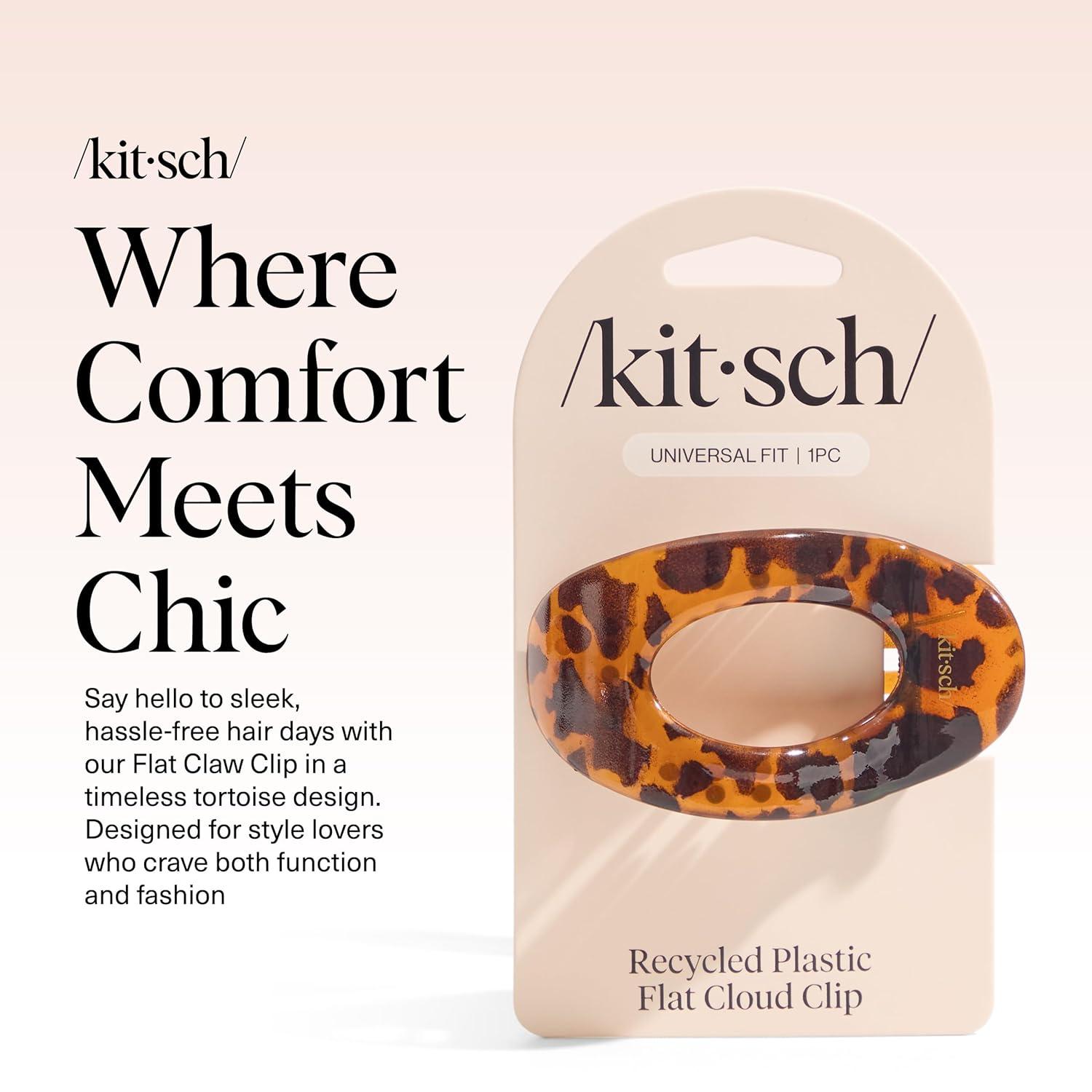 imageKitsch Small Flat Claw Clips for Women Stylish Flat Hair Clips Strong Hold for Thick amp Fine Hair NonSlip for Secure Comfortable AllDay Wear Ideal Gifts for Women Tortoise DesignTortoise Design