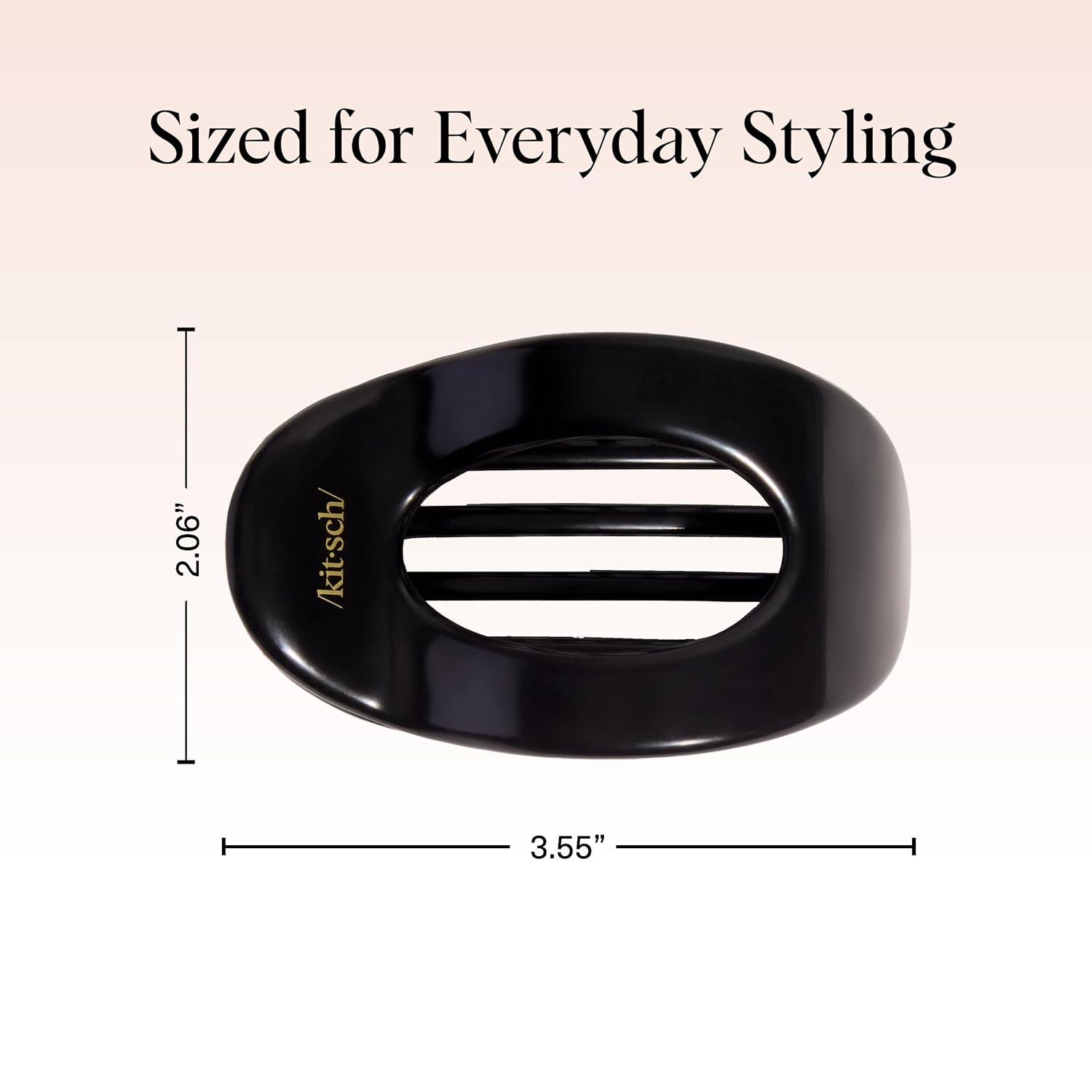 imageKitsch Small Flat Claw Clips for Women Stylish Flat Hair Clips Strong Hold for Thick amp Fine Hair NonSlip for Secure Comfortable AllDay Wear Ideal Gifts for Women Tortoise DesignBlack