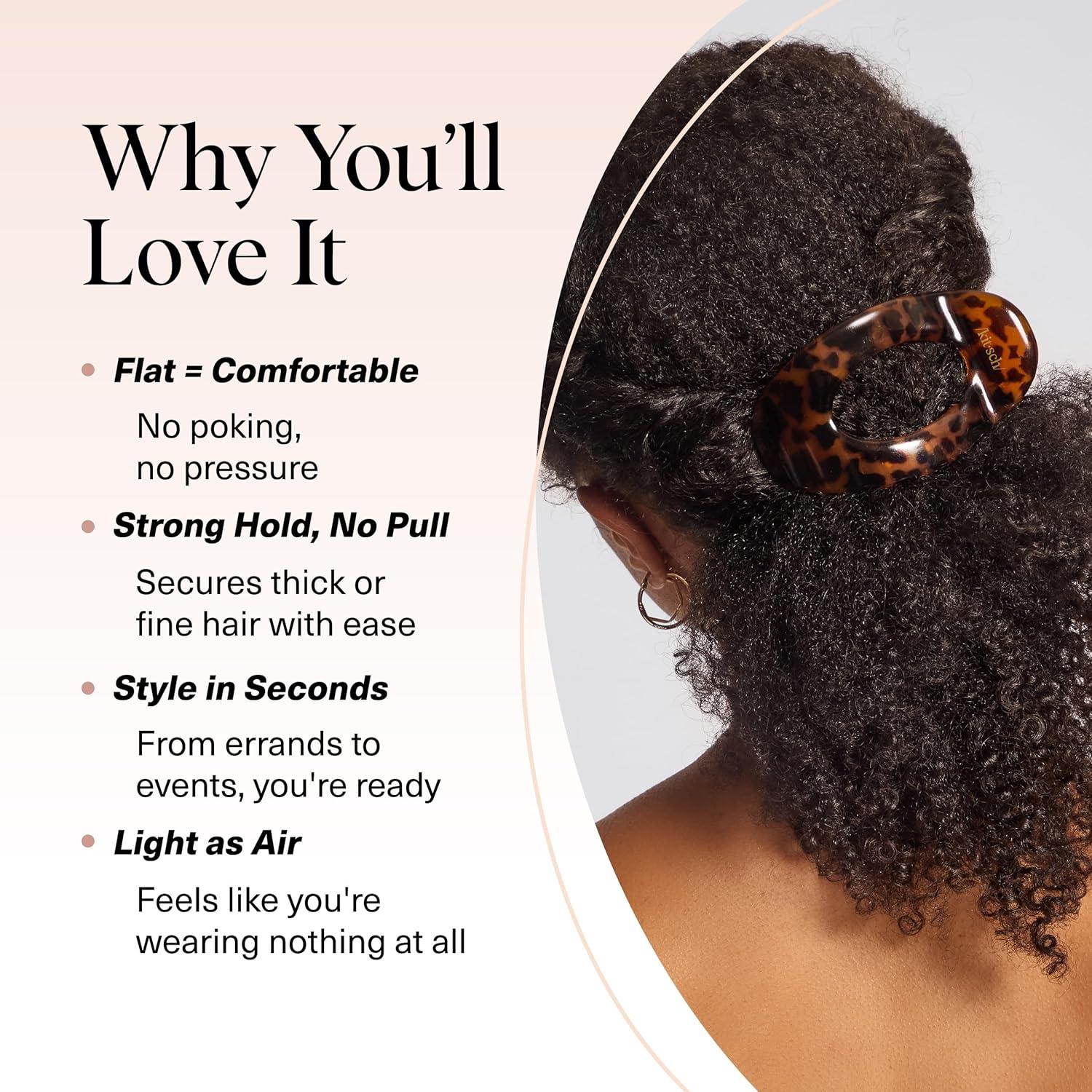 imageKitsch Small Flat Claw Clips for Women Stylish Flat Hair Clips Strong Hold for Thick amp Fine Hair NonSlip for Secure Comfortable AllDay Wear Ideal Gifts for Women Tortoise DesignTortoise Design