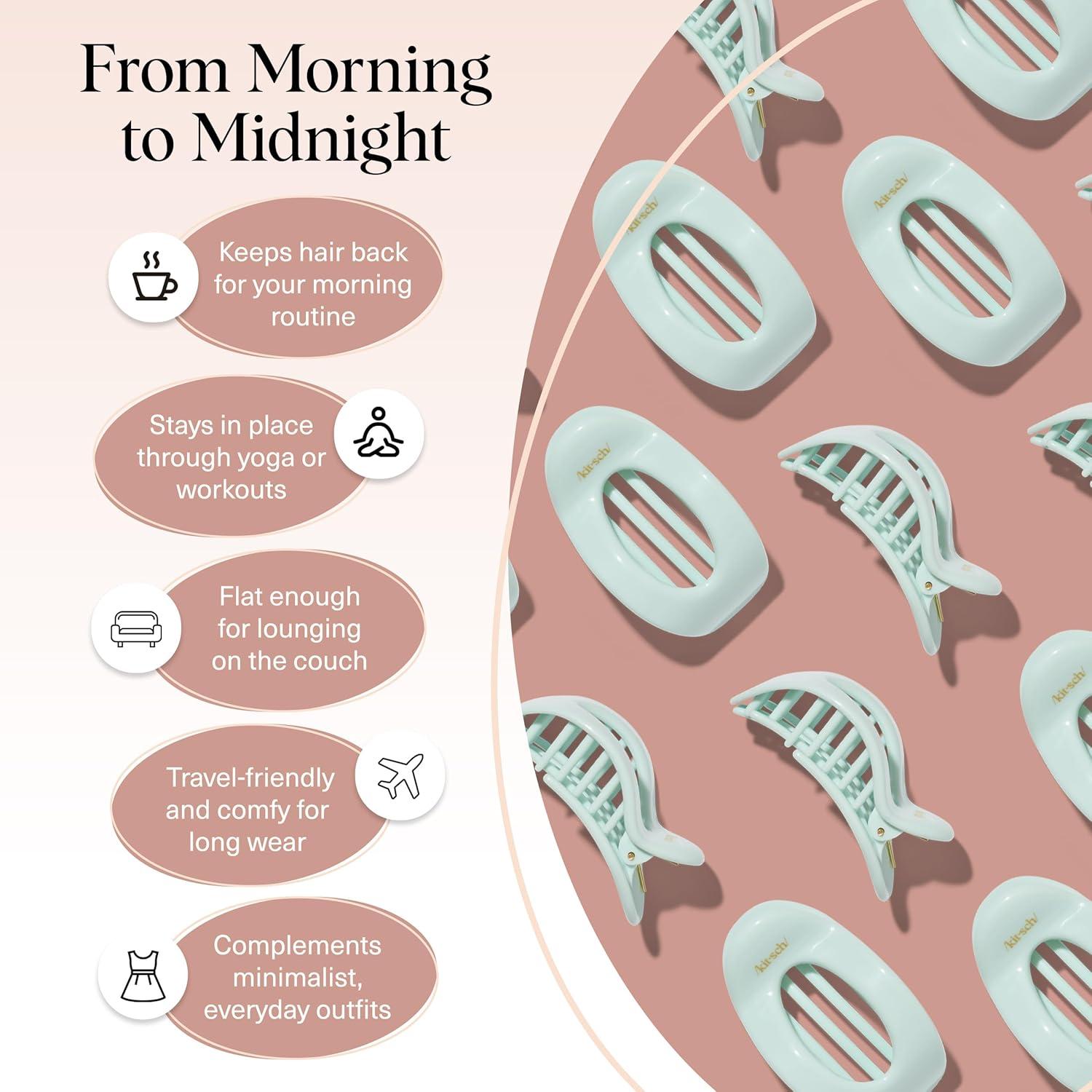 imageKitsch Small Flat Claw Clips for Women Stylish Flat Hair Clips Strong Hold for Thick amp Fine Hair NonSlip for Secure Comfortable AllDay Wear Ideal Gifts for Women Tortoise DesignSage Leaf