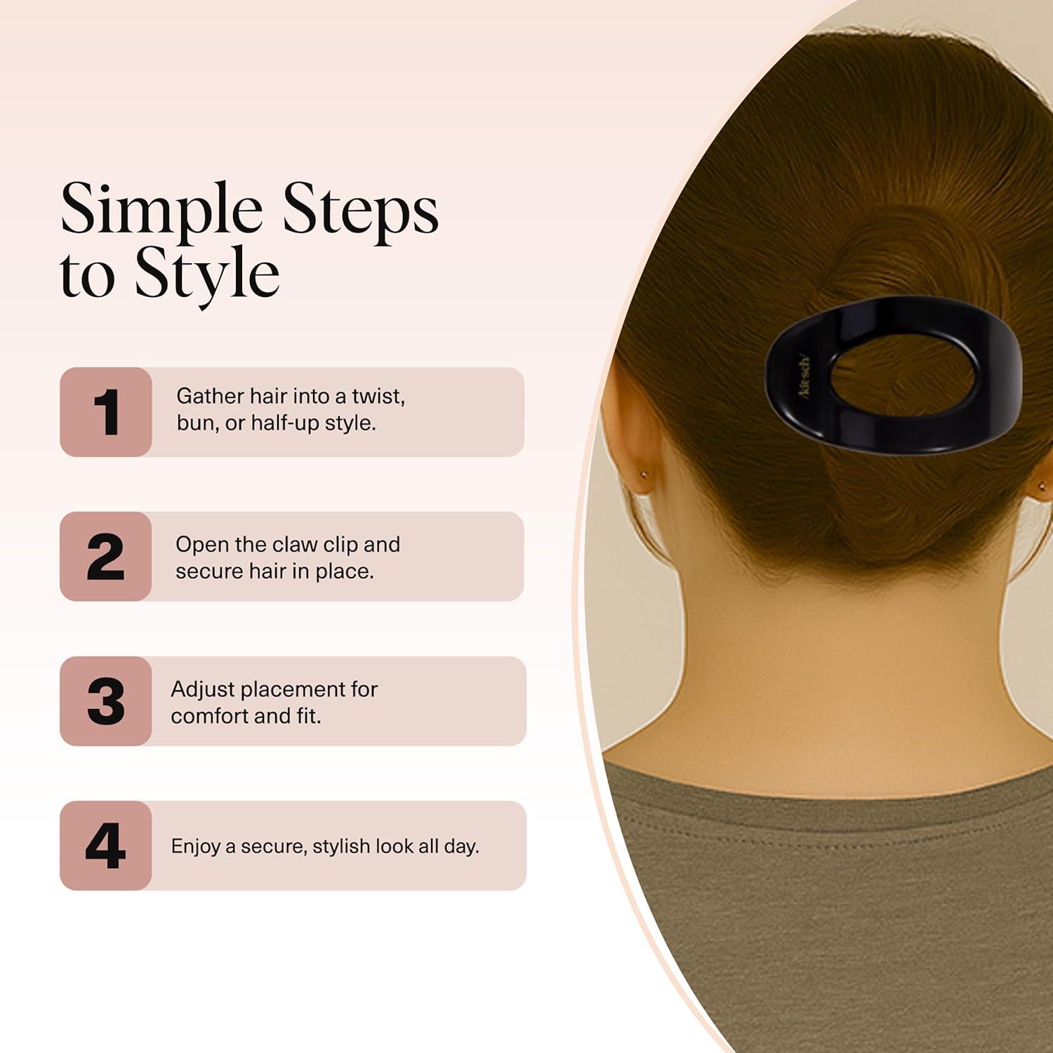 imageKitsch Small Flat Claw Clips for Women Stylish Flat Hair Clips Strong Hold for Thick amp Fine Hair NonSlip for Secure Comfortable AllDay Wear Ideal Gifts for Women Tortoise DesignBlack