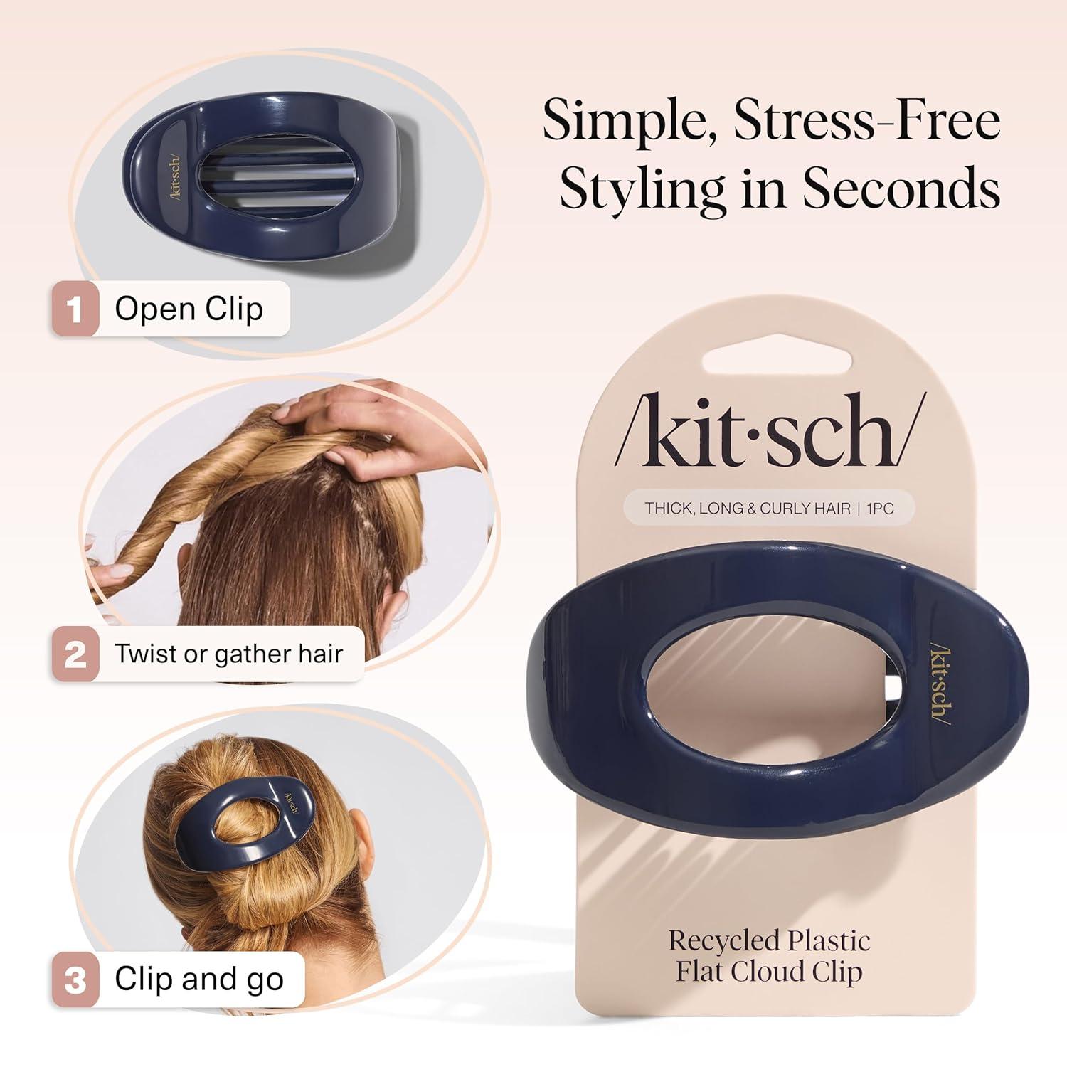 imageKitsch Small Flat Claw Clips for Women Stylish Flat Hair Clips Strong Hold for Thick amp Fine Hair NonSlip for Secure Comfortable AllDay Wear Ideal Gifts for Women Tortoise DesignBlue Orchid