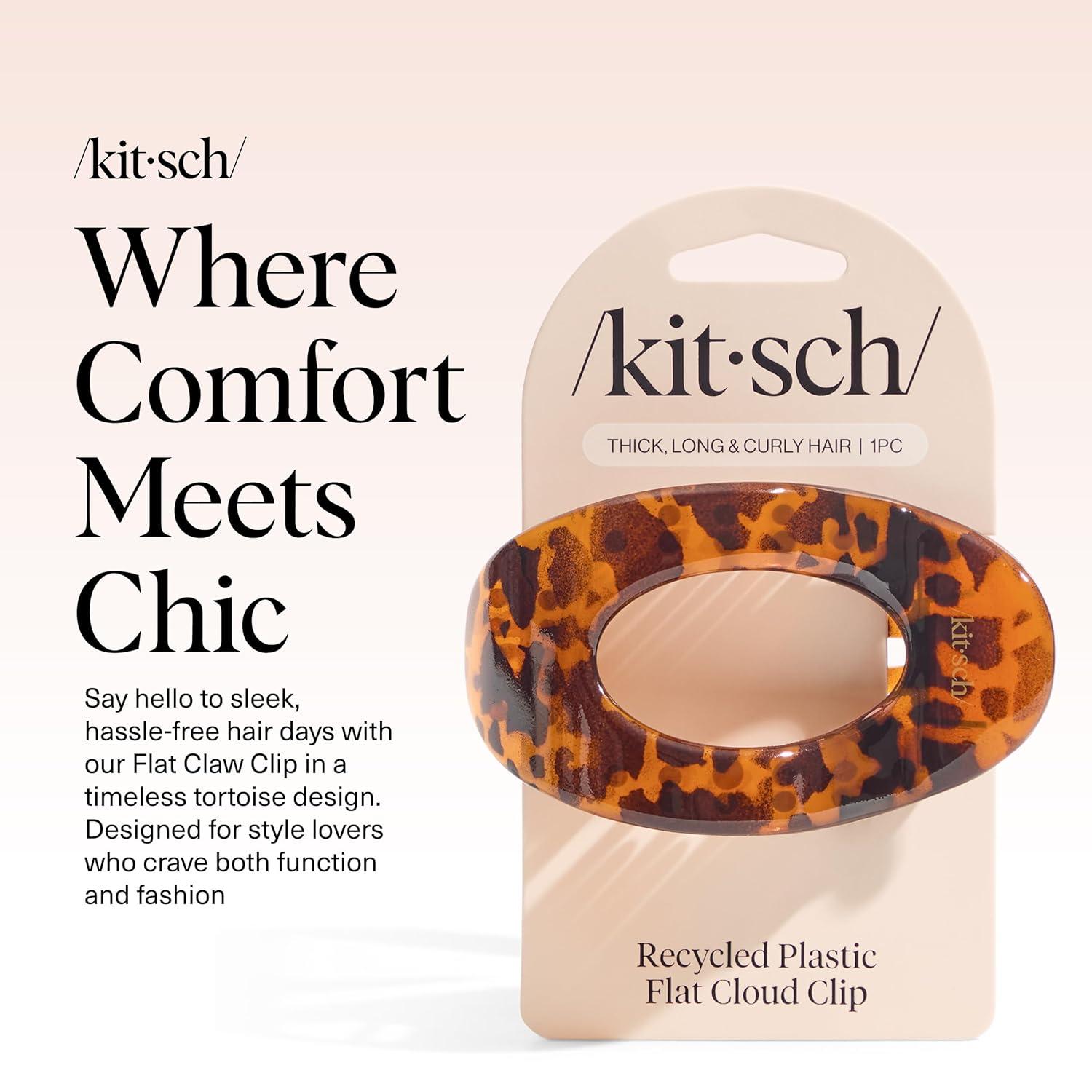 imageKitsch Small Flat Claw Clips for Women Stylish Flat Hair Clips Strong Hold for Thick amp Fine Hair NonSlip for Secure Comfortable AllDay Wear Ideal Gifts for Women Tortoise DesignTortoise Design