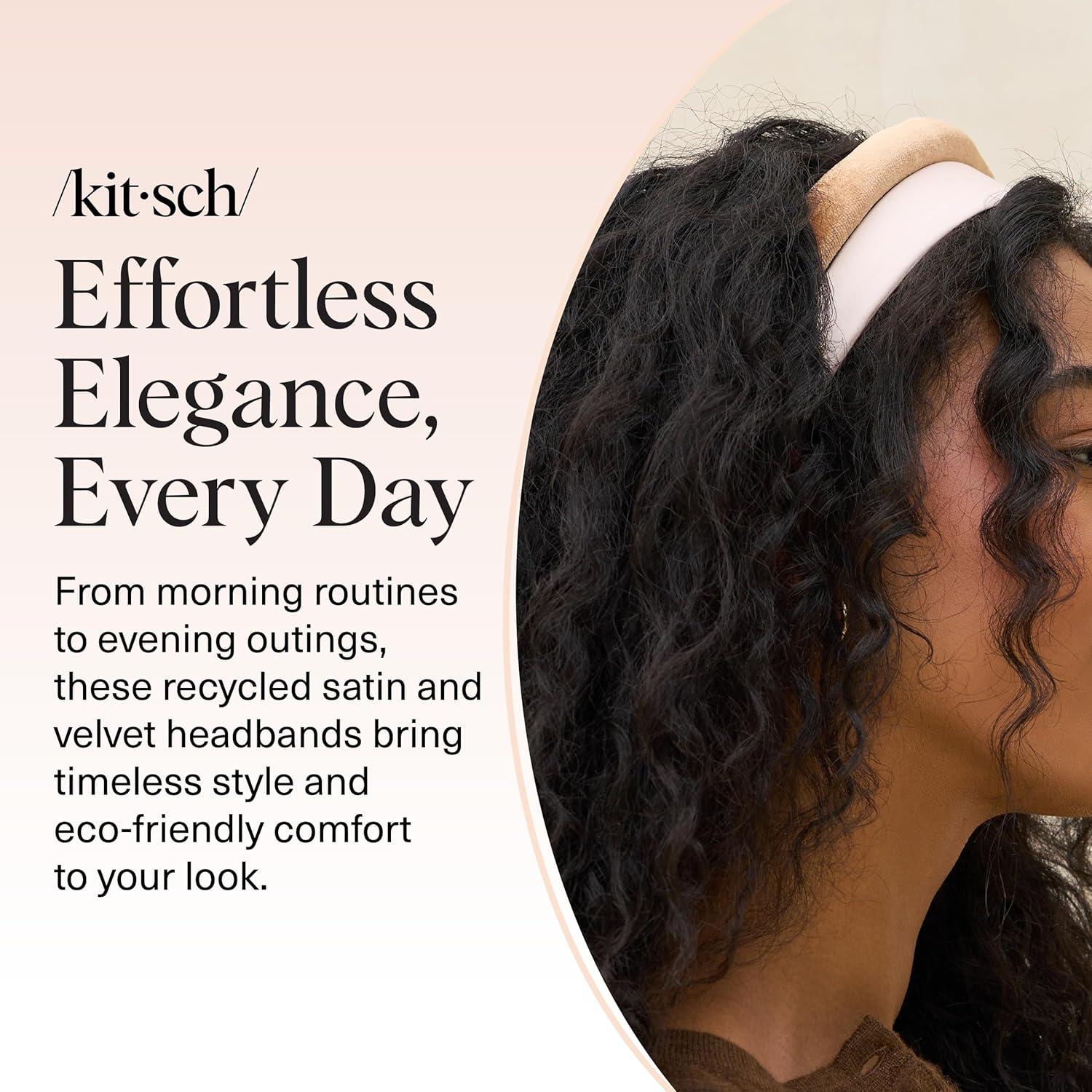 imageKitsch Velvet amp Satin Headbands for Women Non Slip Soft and Lightweight Stylish Headbands for Girls with Chic Neutral Shades Ideal Gifts for Women Black amp Chocolate 2pc SetCream Camel