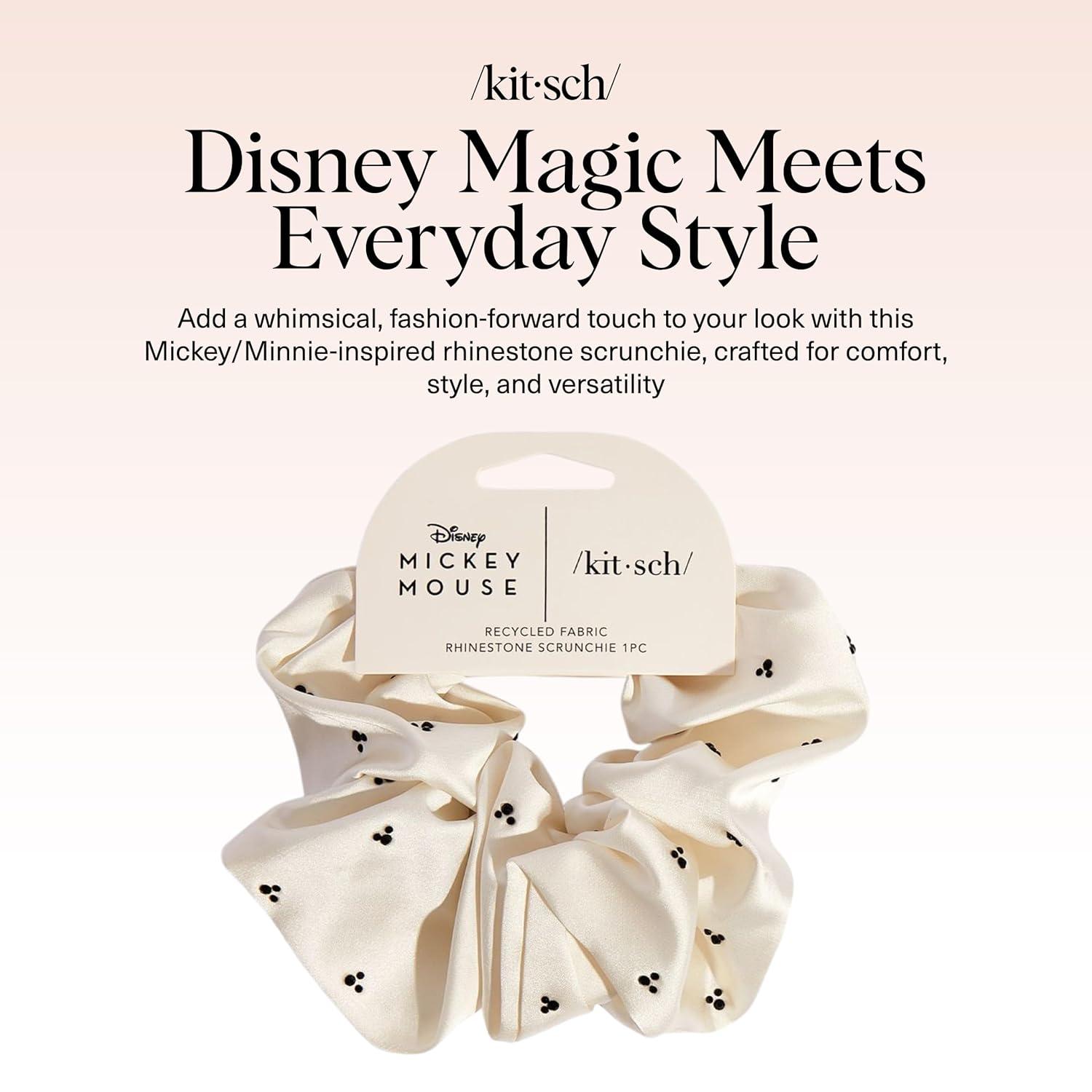 imageKitsch amp MickeyMinnie Fabric Rhinestone Scrunchies for Girls and Women Hair Scrunchies for All Hair Types Perfect for Updo Ideal Gifts for Women Cream 1 PieceMickeyMinnie Cream Rhinestone