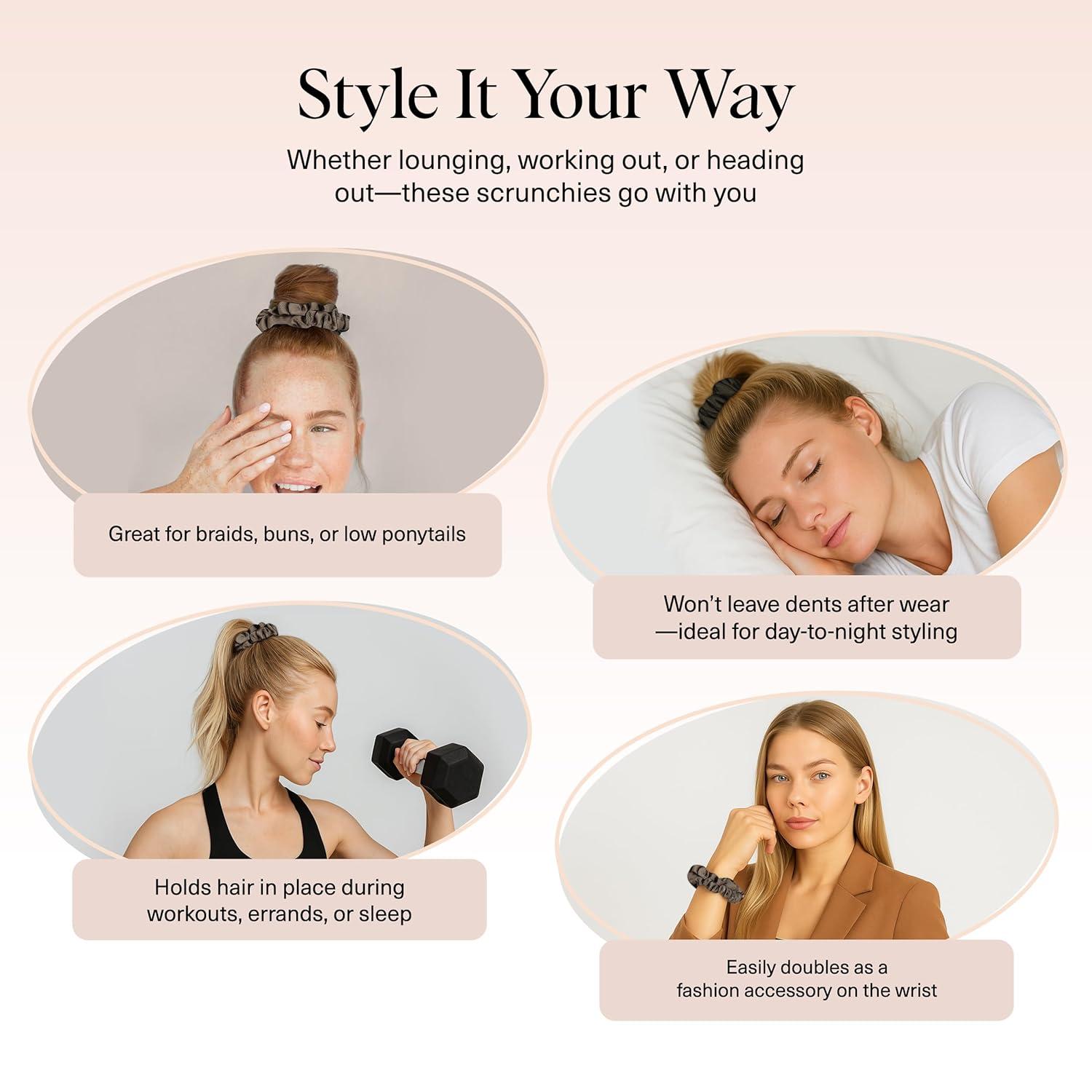 imageKitsch amp MickeyMinnie Fabric Rhinestone Scrunchies for Girls and Women Hair Scrunchies for All Hair Types Perfect for Updo  Ideal Gifts for Women Cream  1 PieceEucalyptus