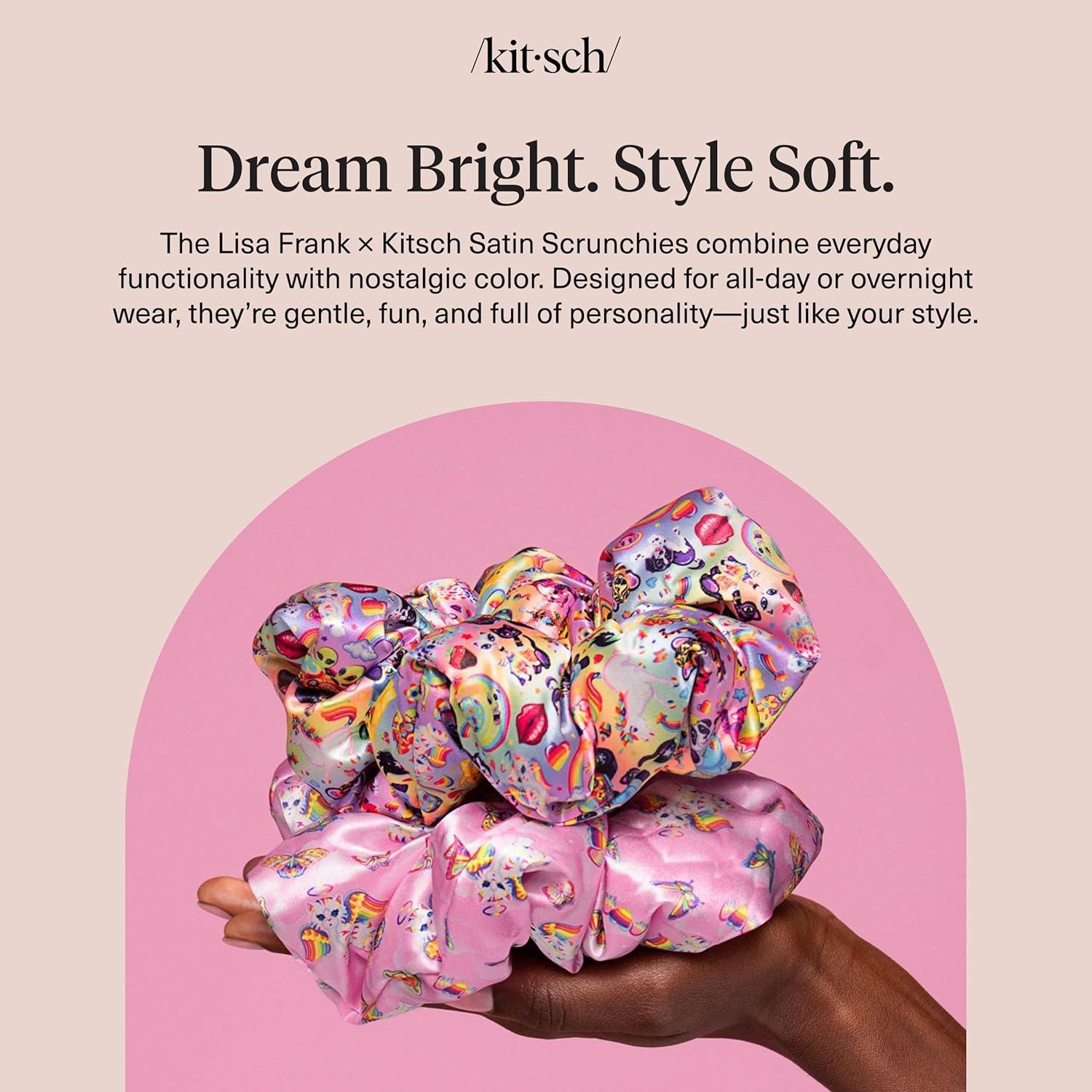 imageKitsch amp MickeyMinnie Fabric Rhinestone Scrunchies for Girls and Women Hair Scrunchies for All Hair Types Perfect for Updo Ideal Gifts for Women Cream 1 PieceLisa Frank