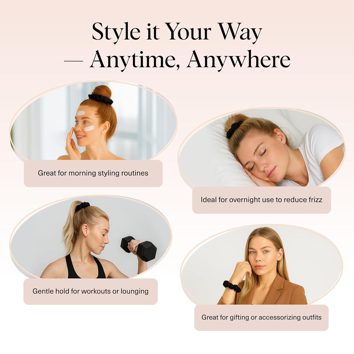 imageKitsch amp MickeyMinnie Fabric Rhinestone Scrunchies for Girls and Women Hair Scrunchies for All Hair Types Perfect for Updo  Ideal Gifts for Women Cream  1 PieceBlack