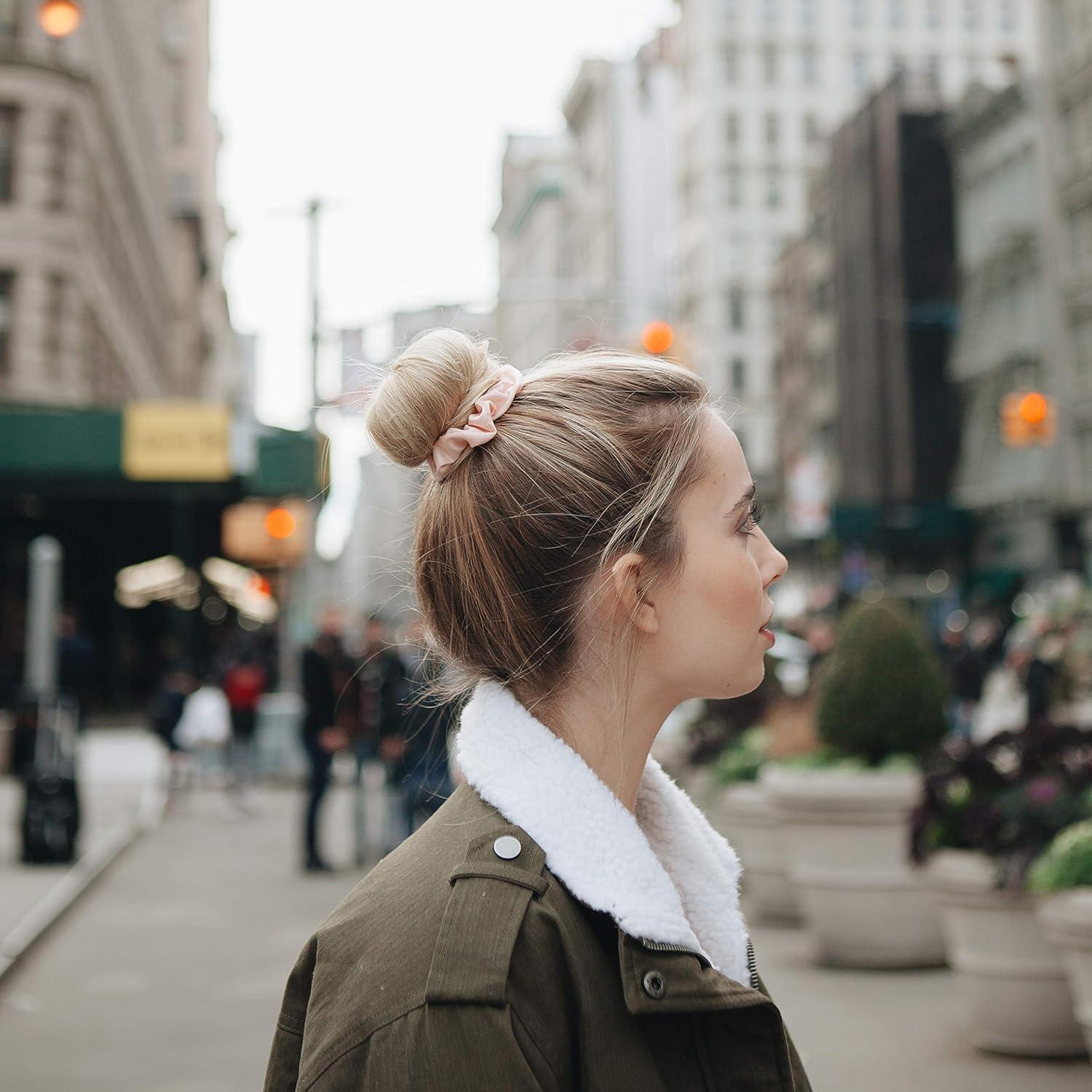 imageKitsch amp MickeyMinnie Fabric Rhinestone Scrunchies for Girls and Women Hair Scrunchies for All Hair Types Perfect for Updo Ideal Gifts for Women Cream 1 PieceBlush