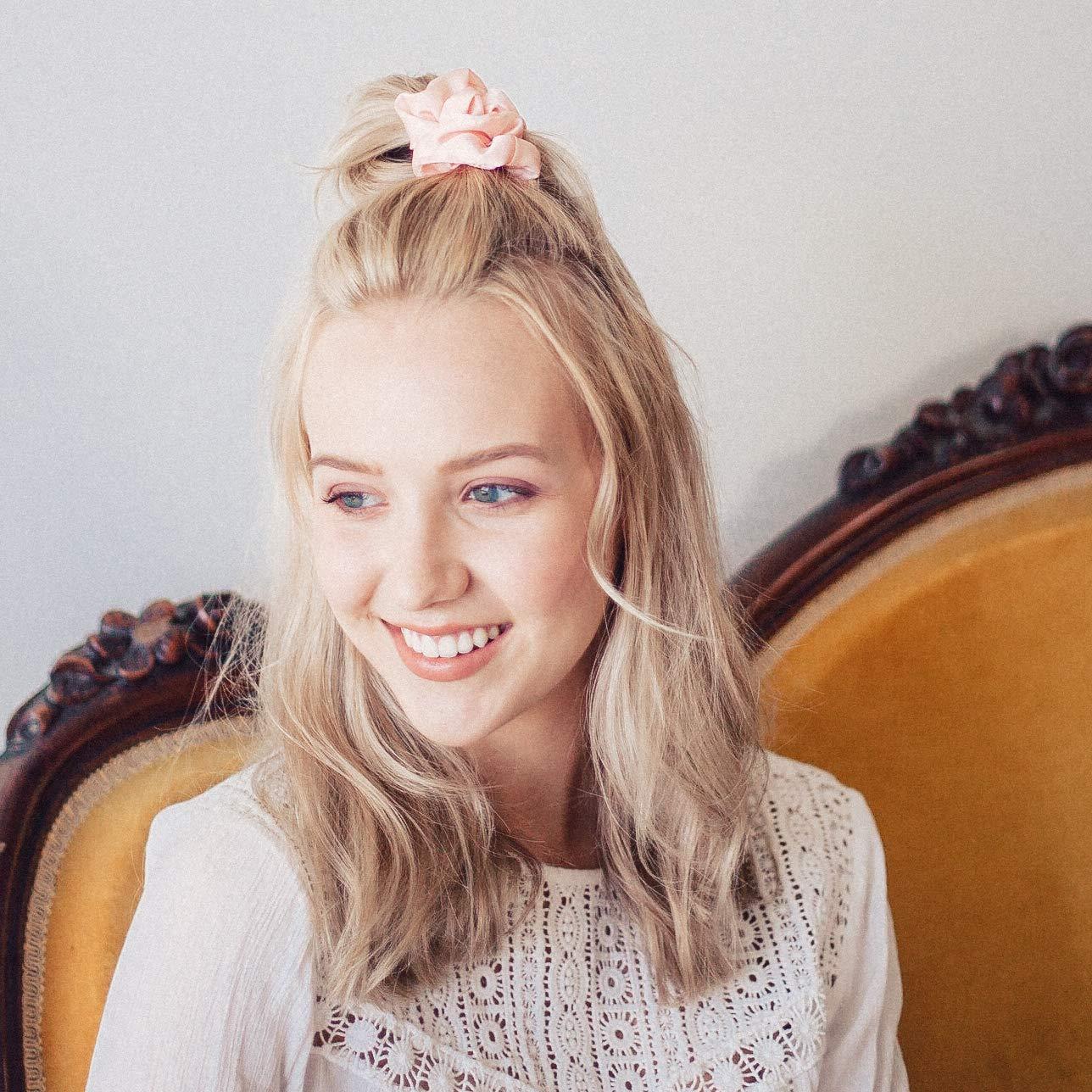 imageKitsch amp MickeyMinnie Fabric Rhinestone Scrunchies for Girls and Women Hair Scrunchies for All Hair Types Perfect for Updo Ideal Gifts for Women Cream 1 PieceBlush