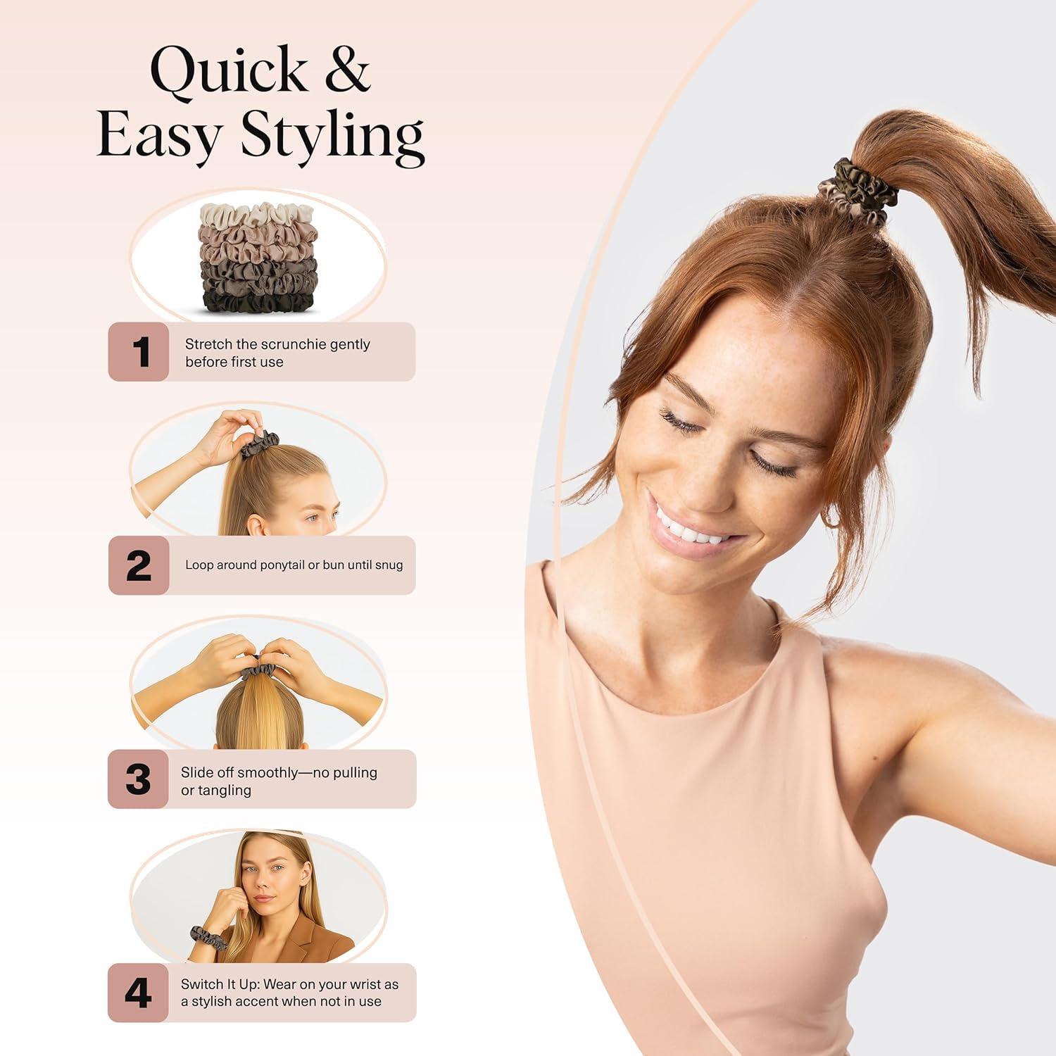 imageKitsch amp MickeyMinnie Fabric Rhinestone Scrunchies for Girls and Women Hair Scrunchies for All Hair Types Perfect for Updo  Ideal Gifts for Women Cream  1 PieceEucalyptus