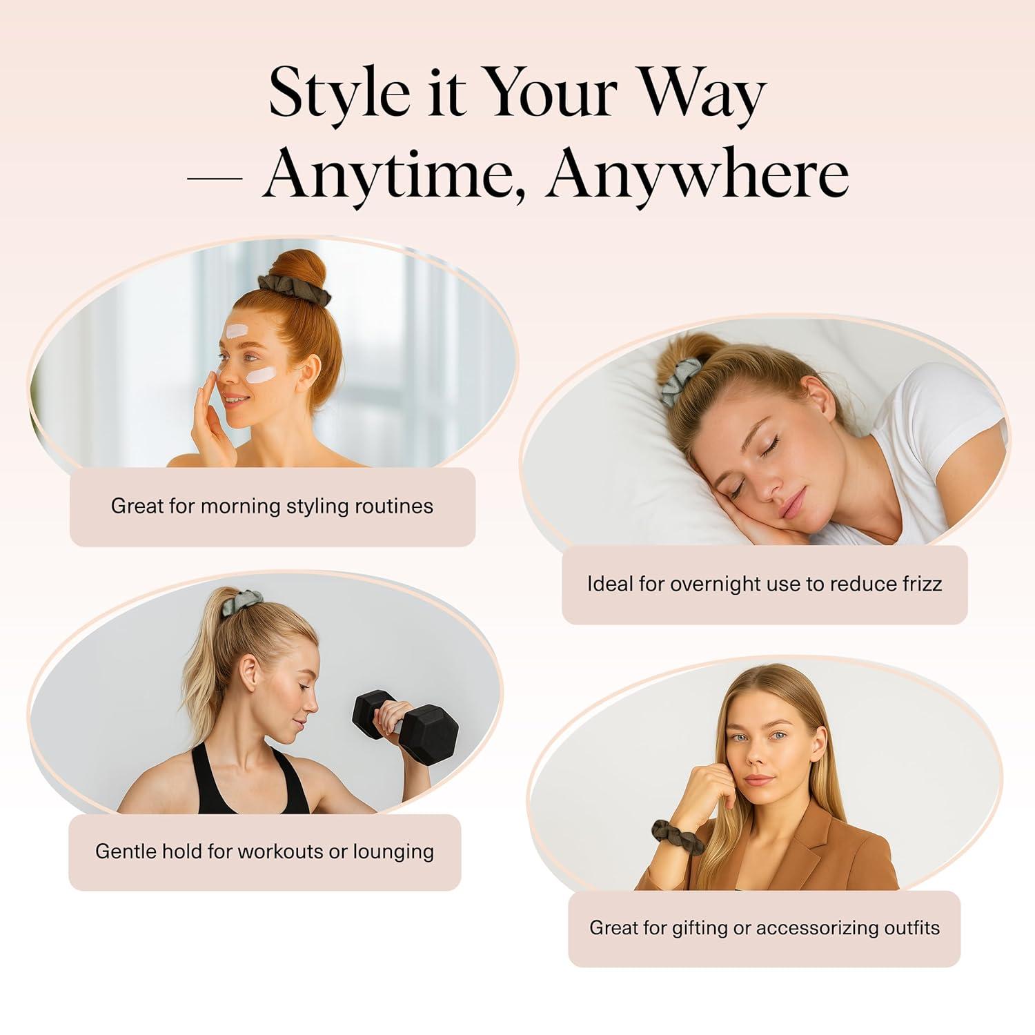 imageKitsch amp MickeyMinnie Fabric Rhinestone Scrunchies for Girls and Women Hair Scrunchies for All Hair Types Perfect for Updo  Ideal Gifts for Women Cream  1 PieceMoss Green