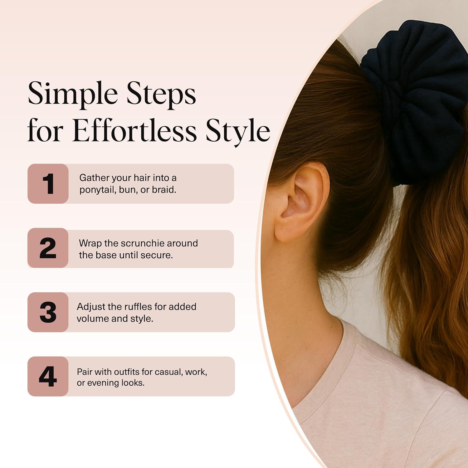 imageKitsch amp MickeyMinnie Fabric Rhinestone Scrunchies for Girls and Women Hair Scrunchies for All Hair Types Perfect for Updo  Ideal Gifts for Women Cream  1 PieceBlack  Chocolate