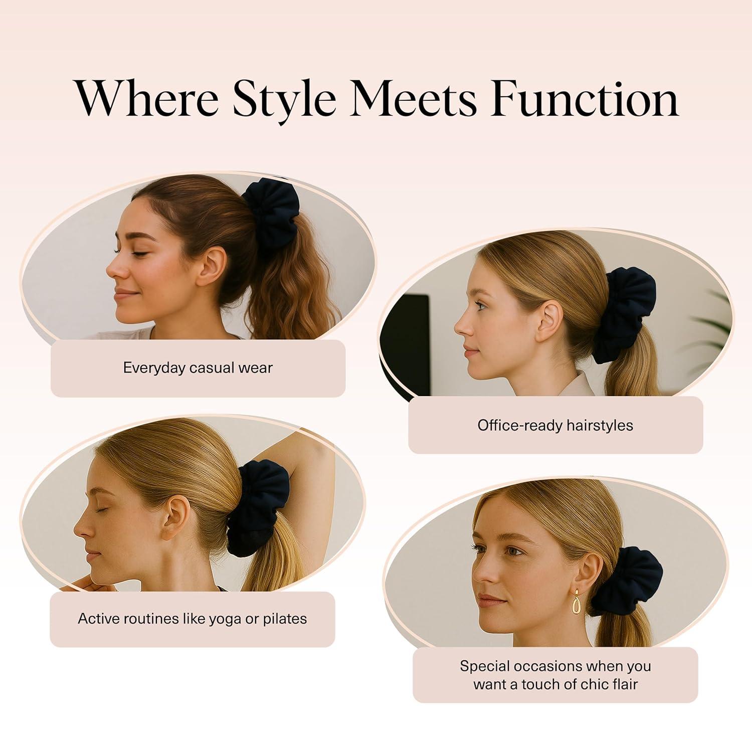 imageKitsch amp MickeyMinnie Fabric Rhinestone Scrunchies for Girls and Women Hair Scrunchies for All Hair Types Perfect for Updo  Ideal Gifts for Women Cream  1 PieceBlack  Chocolate