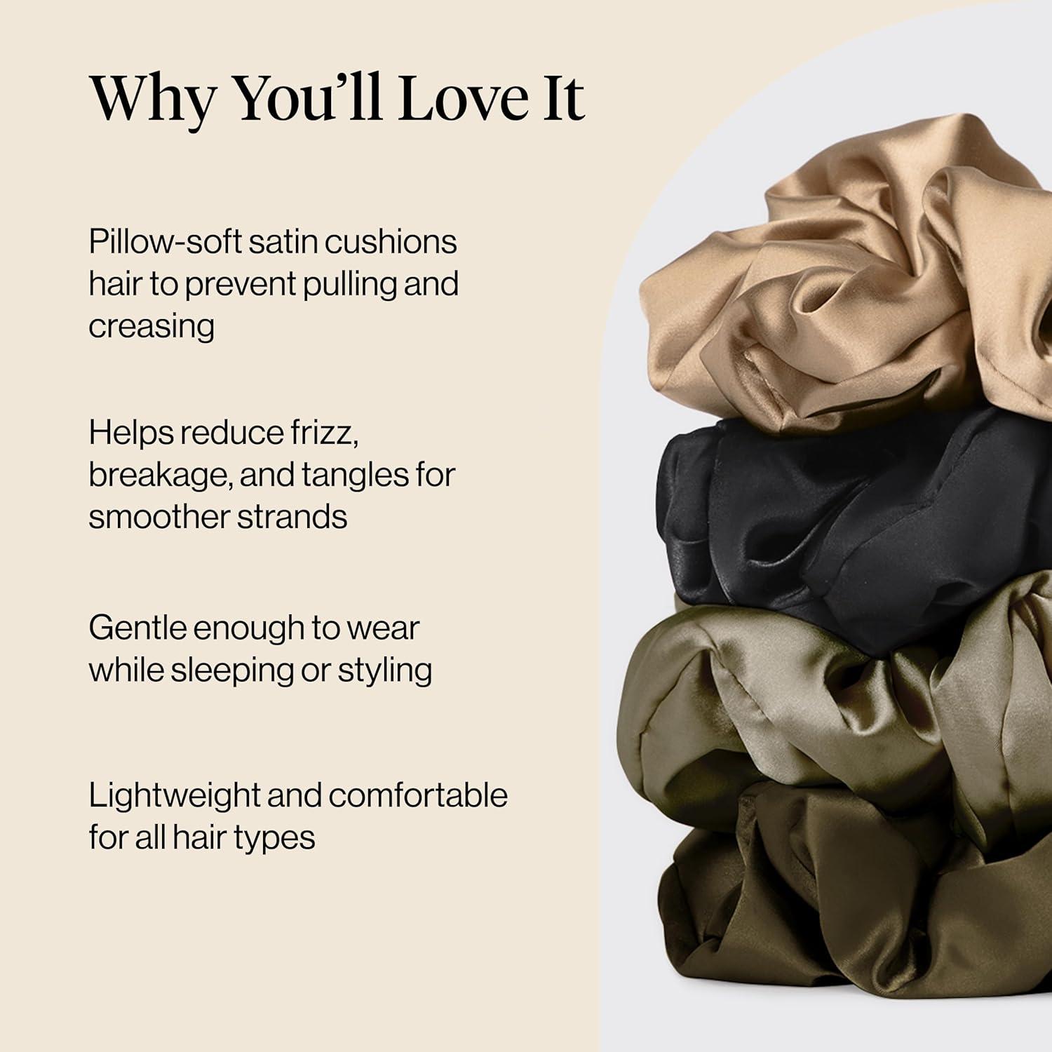 imageKitsch amp MickeyMinnie Fabric Rhinestone Scrunchies for Girls and Women Hair Scrunchies for All Hair Types Perfect for Updo  Ideal Gifts for Women Cream  1 PieceBlack 4 pcs