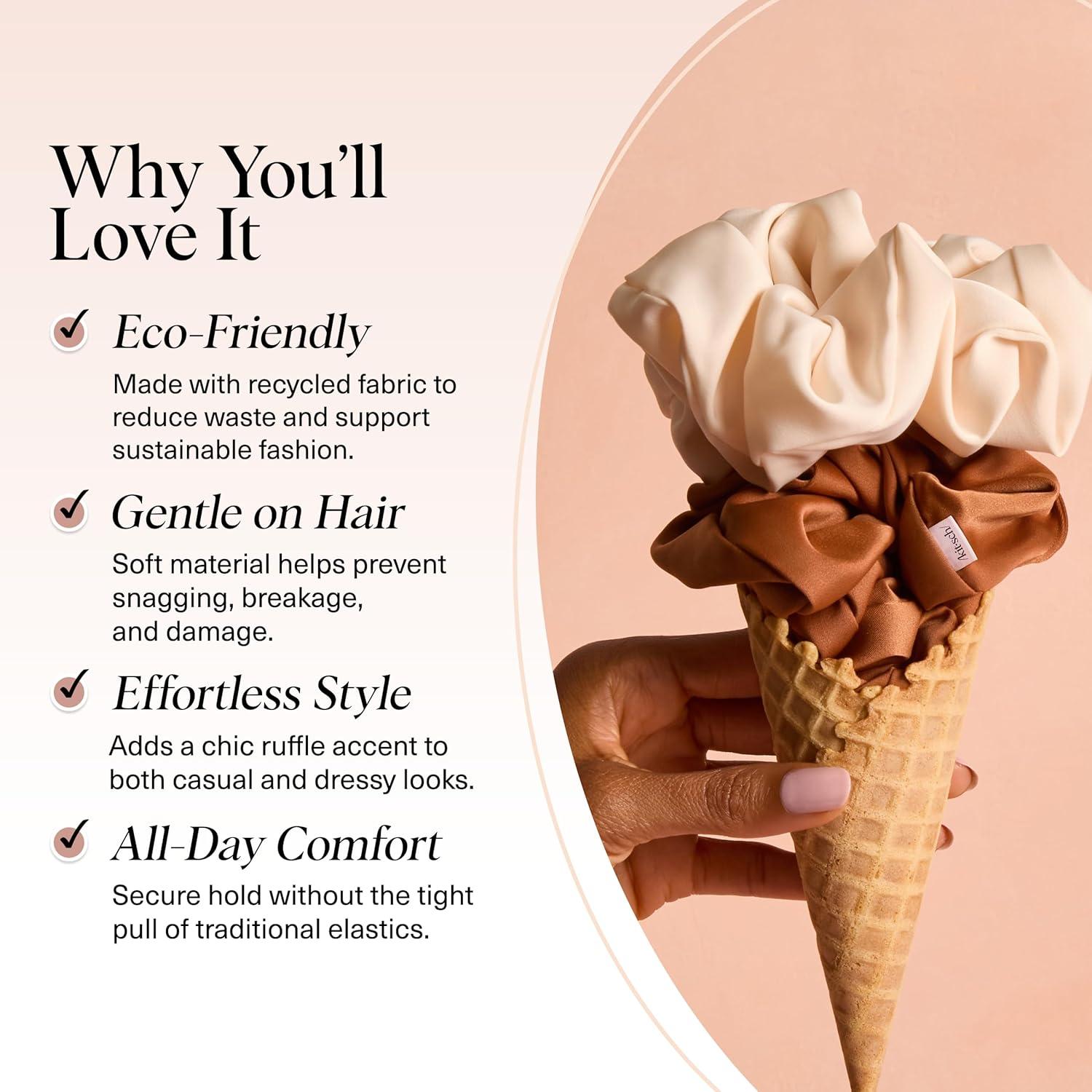 imageKitsch amp MickeyMinnie Fabric Rhinestone Scrunchies for Girls and Women Hair Scrunchies for All Hair Types Perfect for Updo  Ideal Gifts for Women Cream  1 PieceCamel  Cream