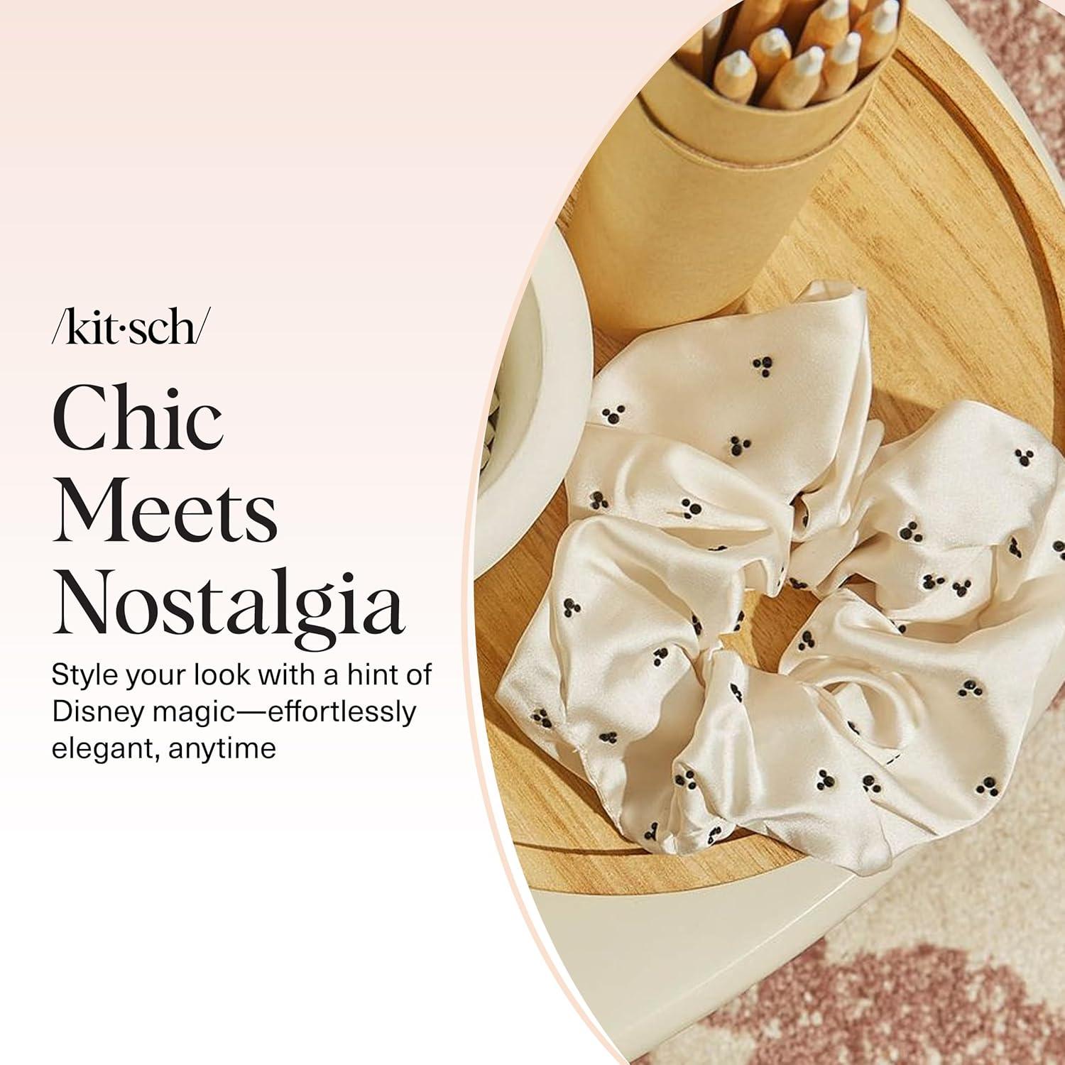 imageKitsch amp MickeyMinnie Fabric Rhinestone Scrunchies for Girls and Women Hair Scrunchies for All Hair Types Perfect for Updo Ideal Gifts for Women Cream 1 PieceMickeyMinnie Cream Rhinestone