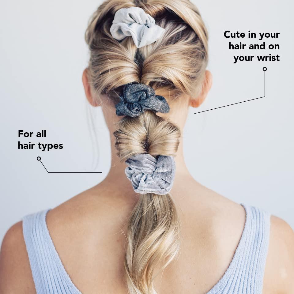 imageKitsch amp MickeyMinnie Fabric Rhinestone Scrunchies for Girls and Women Hair Scrunchies for All Hair Types Perfect for Updo Ideal Gifts for Women Cream 1 PieceVelvet BlackGray