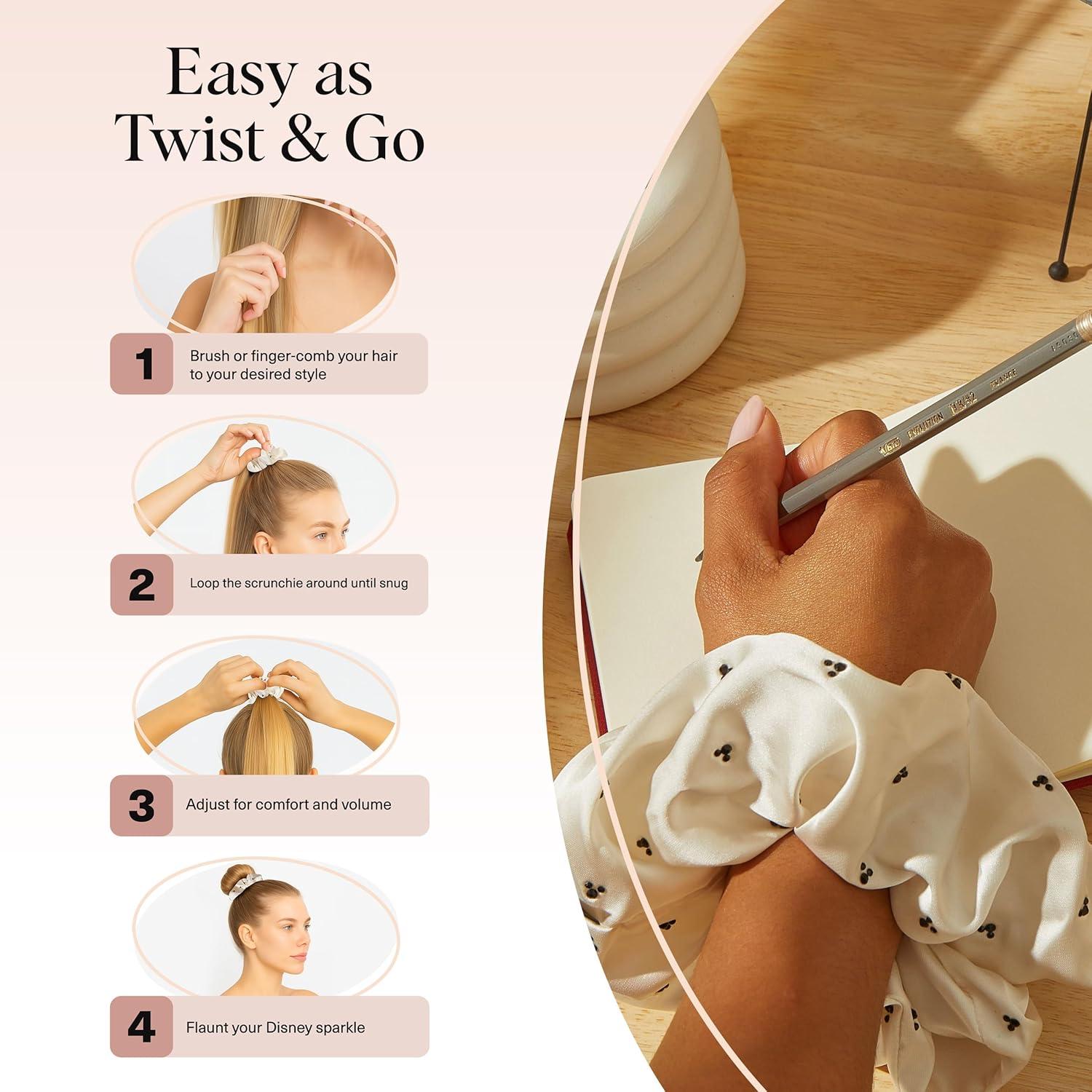 imageKitsch amp MickeyMinnie Fabric Rhinestone Scrunchies for Girls and Women Hair Scrunchies for All Hair Types Perfect for Updo Ideal Gifts for Women Cream 1 PieceMickeyMinnie Cream Rhinestone