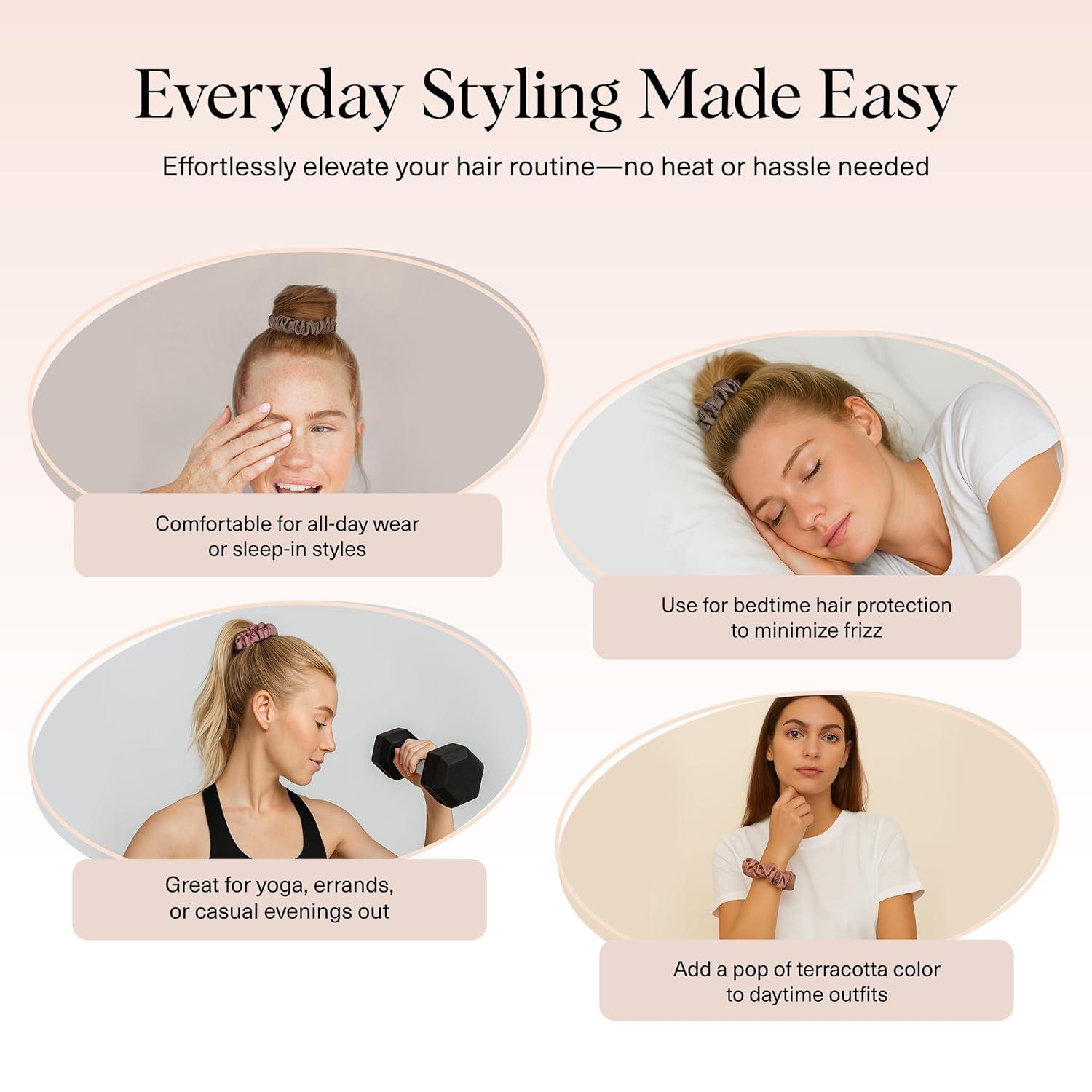 imageKitsch amp MickeyMinnie Fabric Rhinestone Scrunchies for Girls and Women Hair Scrunchies for All Hair Types Perfect for Updo  Ideal Gifts for Women Cream  1 PieceTerracotta